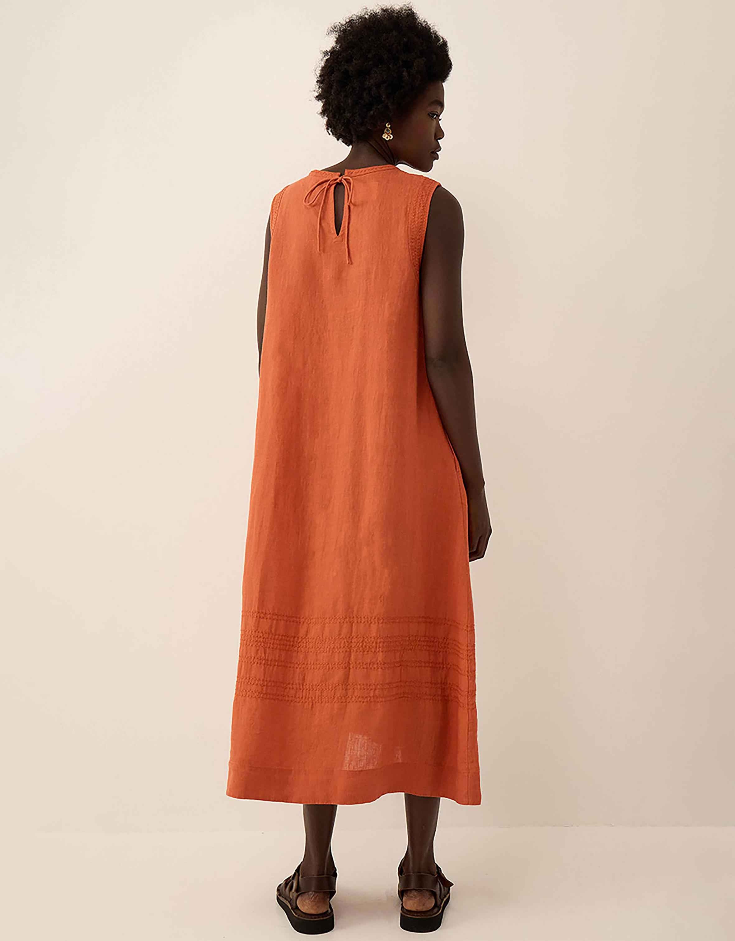 East Liza Sleeveless Linen Dress Orange