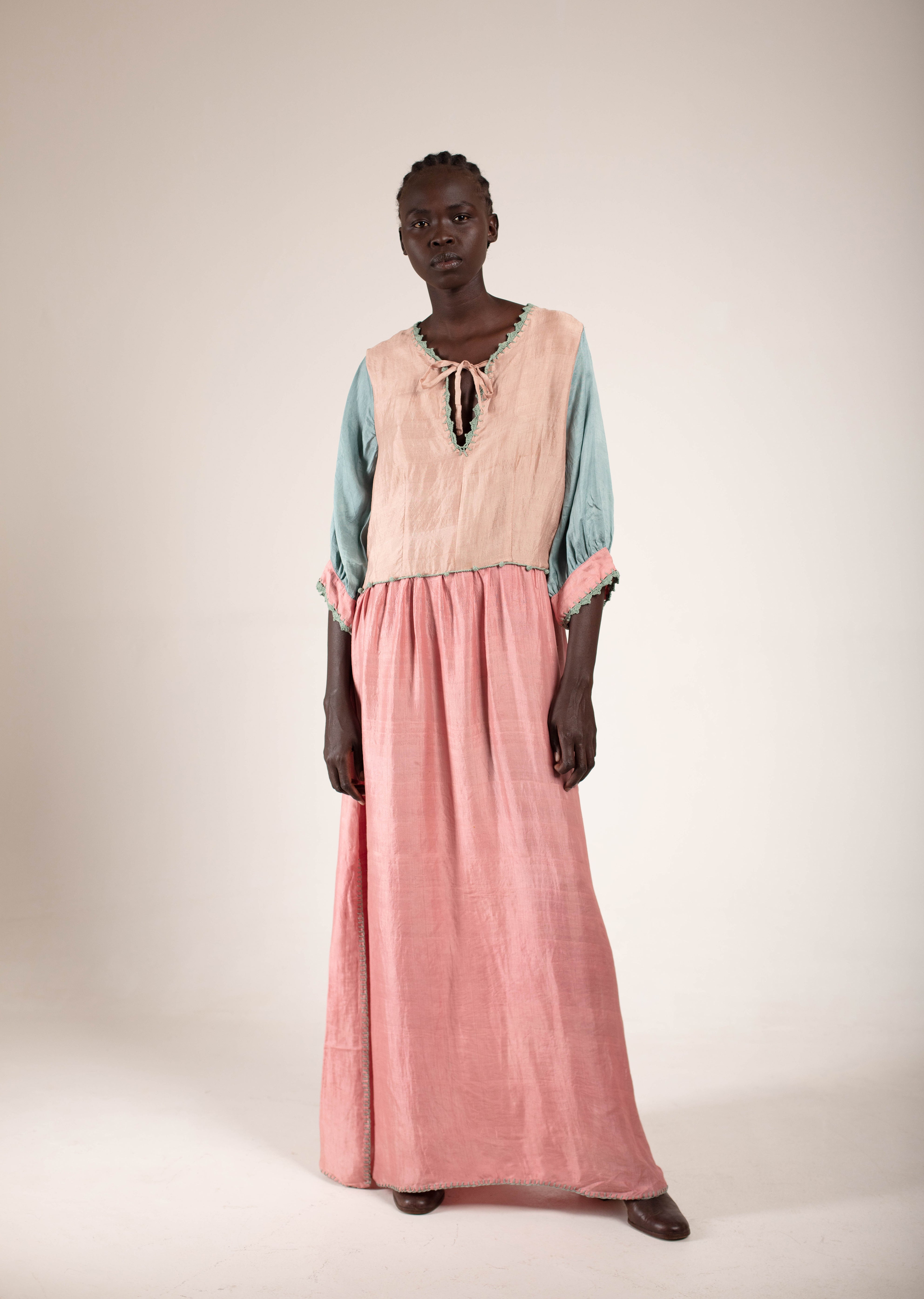 Peppercorn & Pink Silk Maxi dress