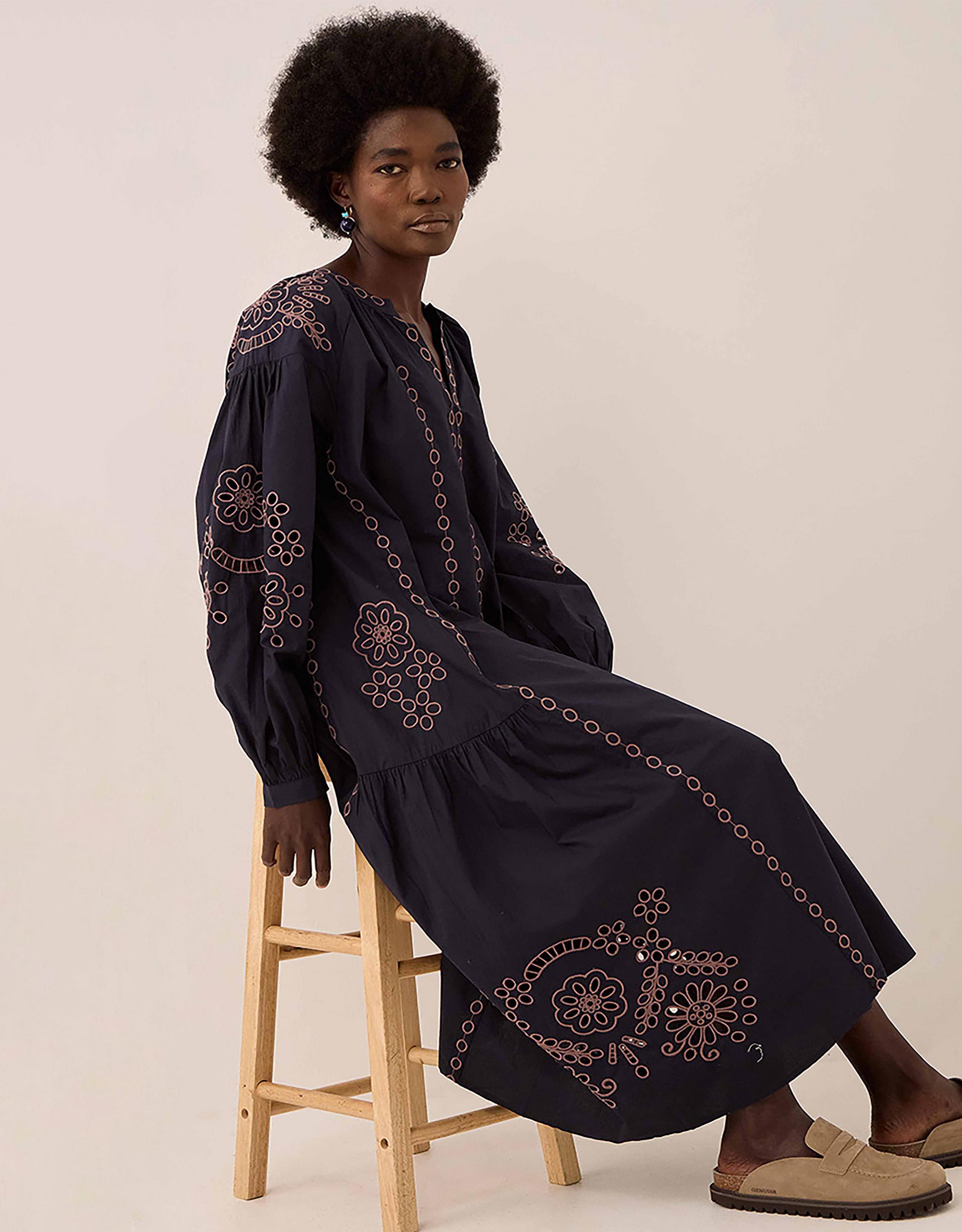 East Reni Broderie Dress Blue