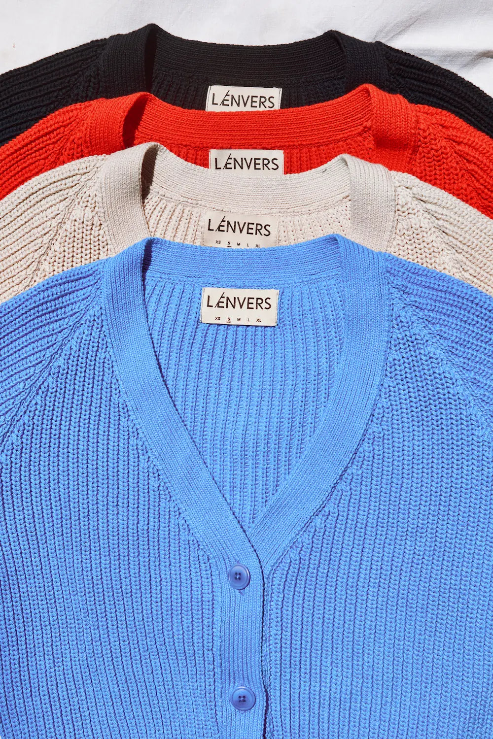 ANNA V-Neck Cardigan in Organic Cotton - Cyan Blue