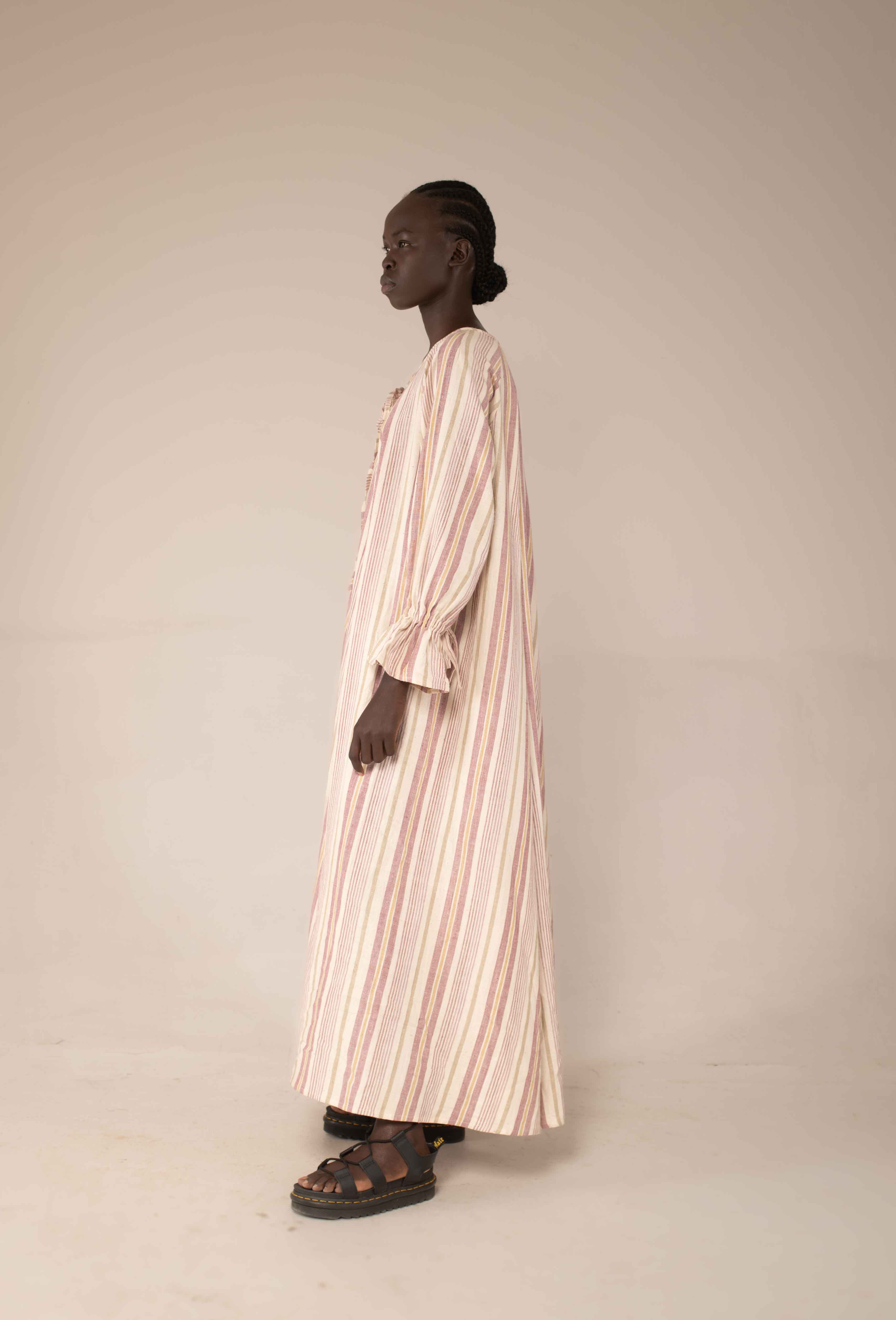 Sarabi Maxi Dress sleeve detail — elasticated cuff gathered into soft puff variation