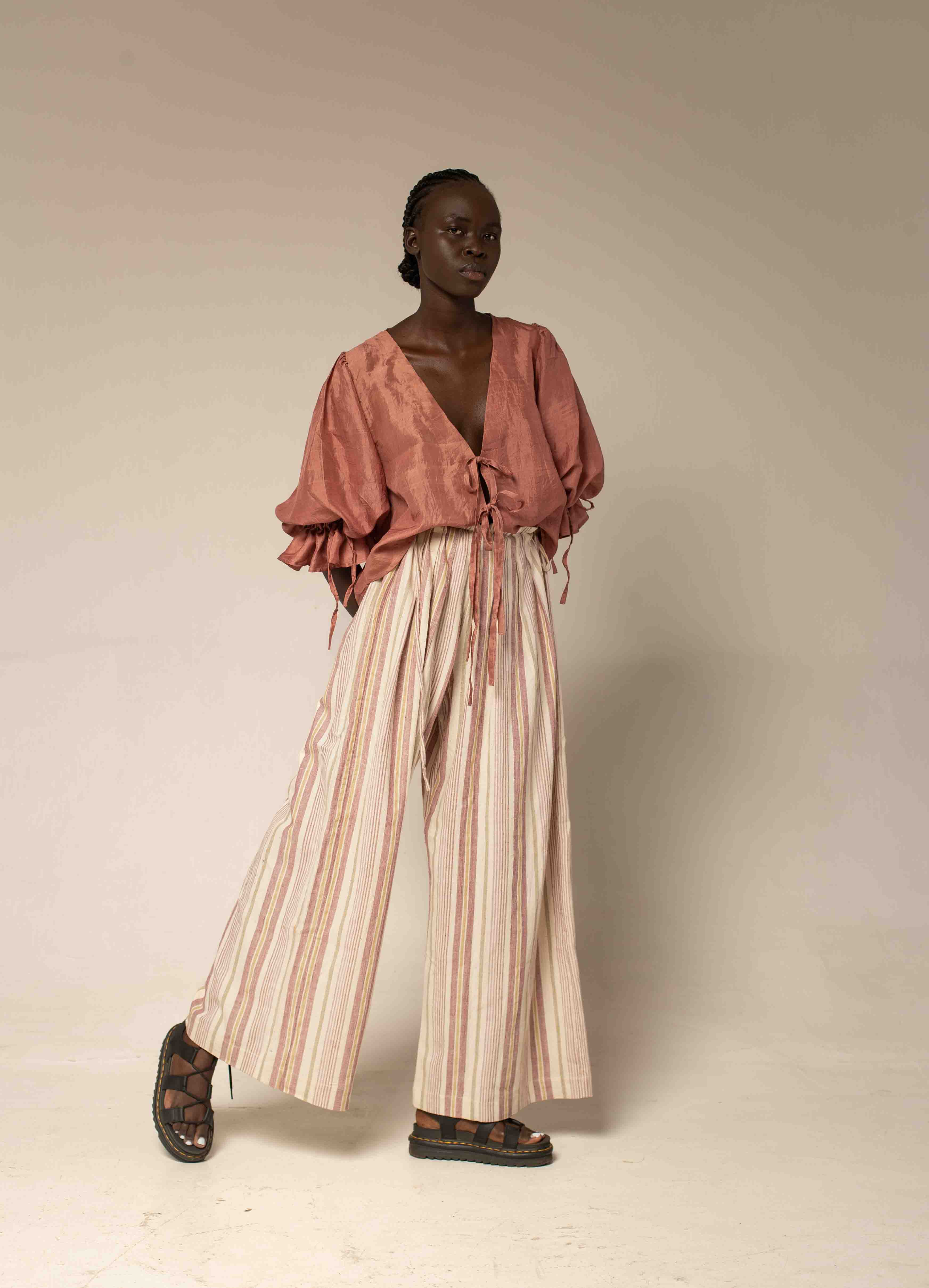 Tie front top - Old rose