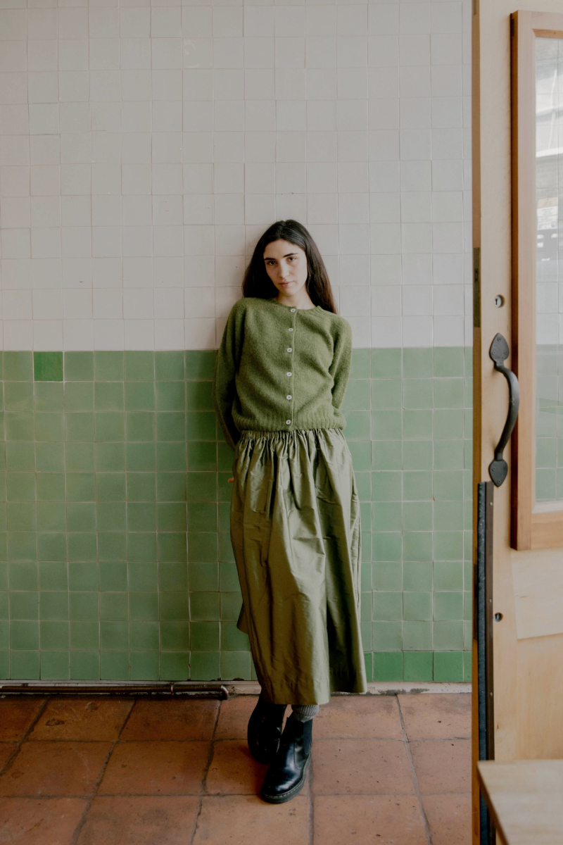 Ada Lambswool Cardigan Moss Green
