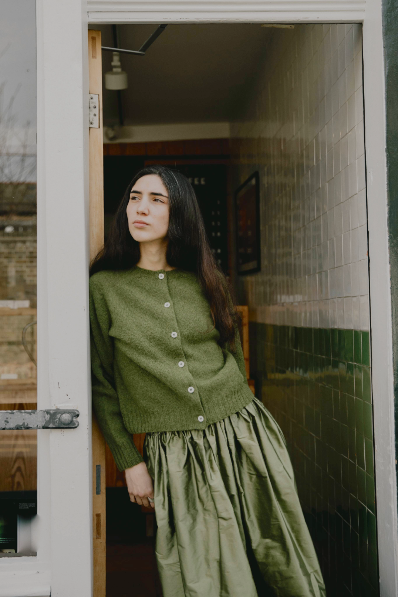 Ada Lambswool Cardigan Moss Green