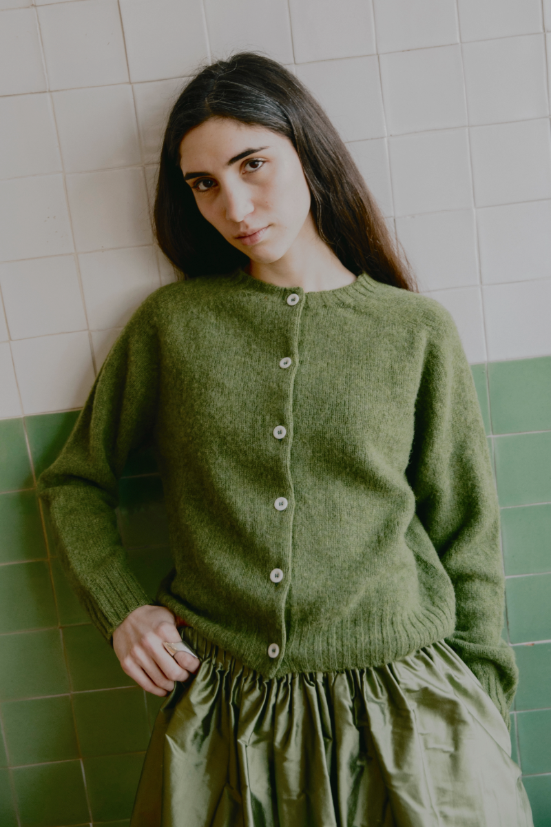 Ada Lambswool Cardigan Moss Green