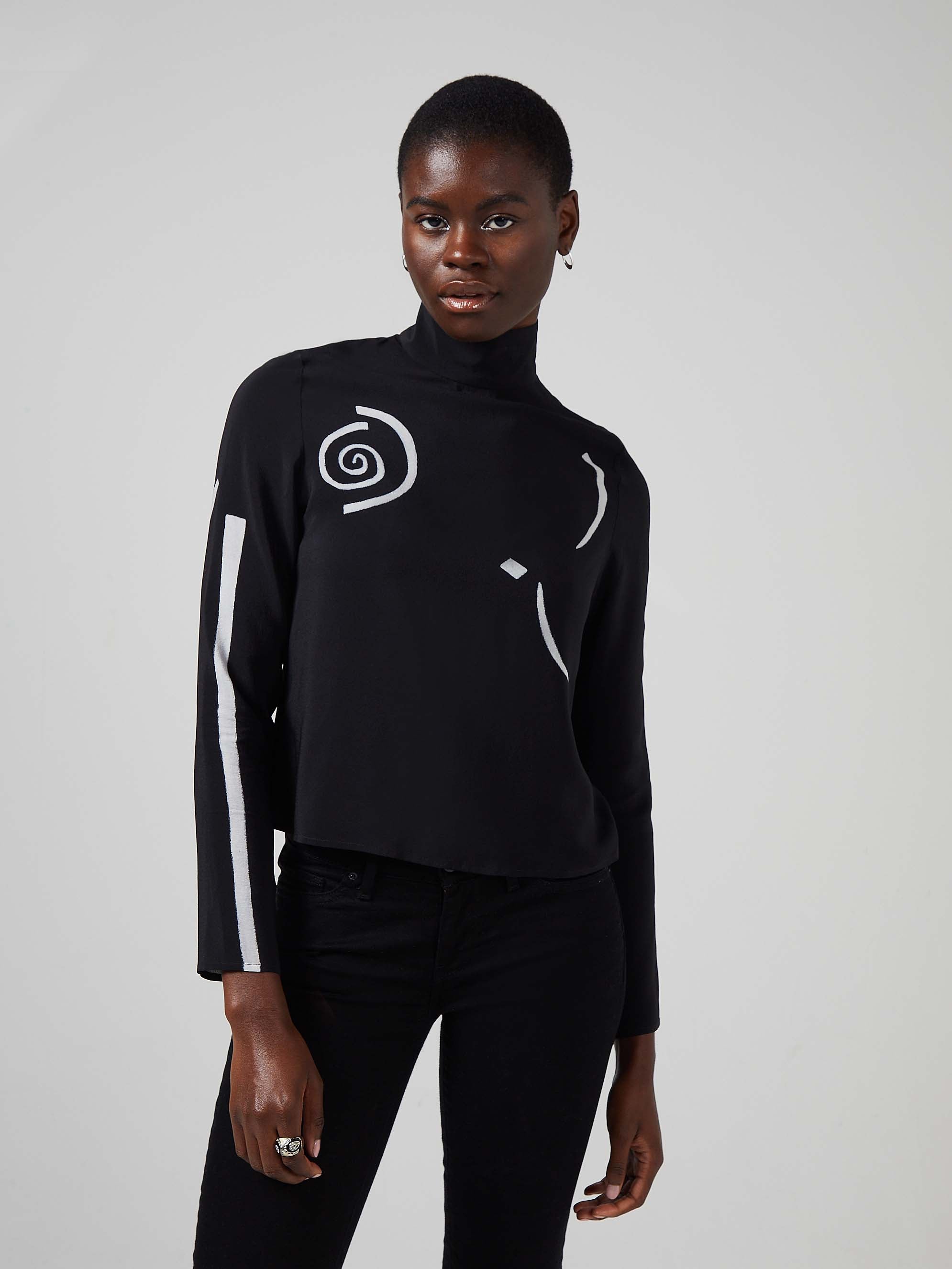 Giger Silk Mock Neck Top
