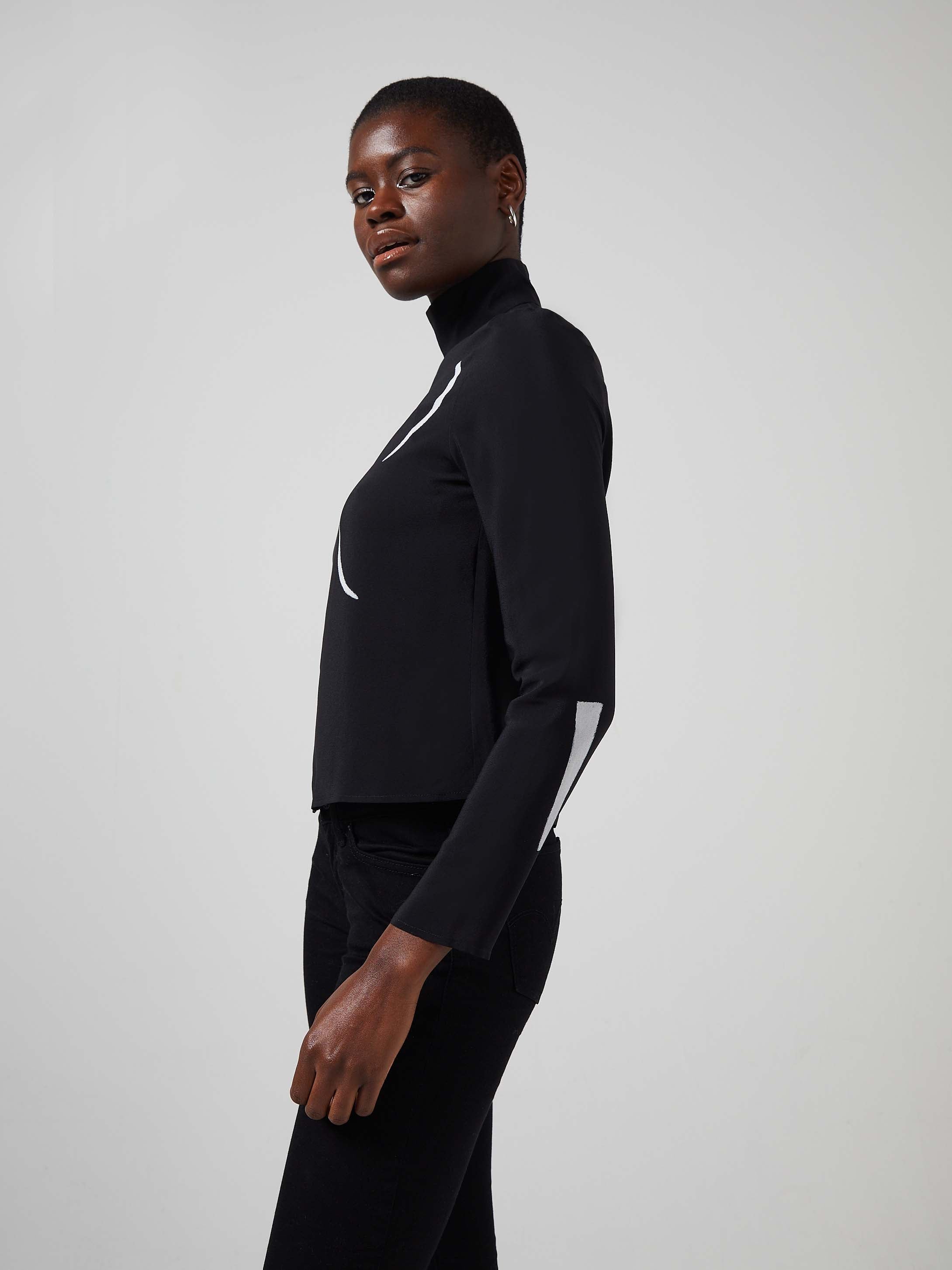Giger Silk Mock Neck Top