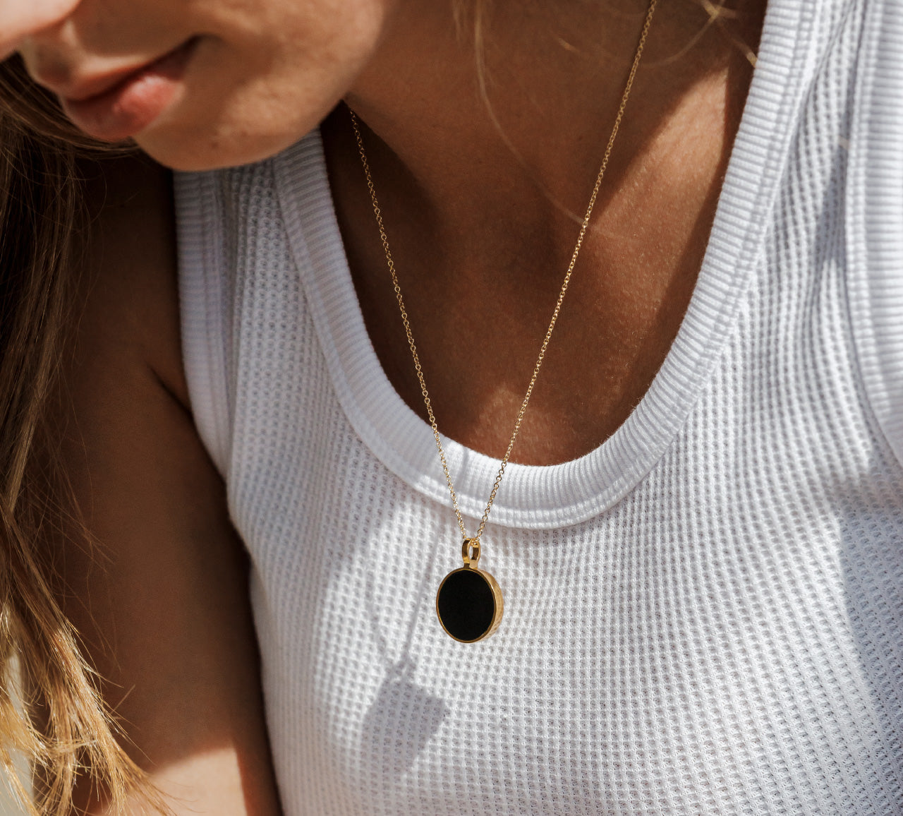 Black Onyx Porthole Necklace