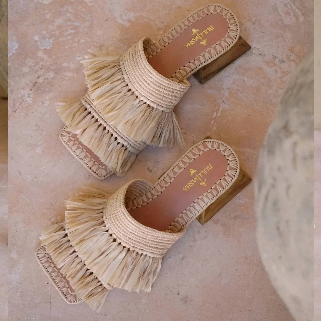 Jidji, sustainable, handmade heels made from natural materials by Bulibasha