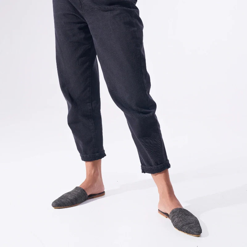 Babouche Black Coco, sustainable, handmade sandals made from natural materials by Bulibasha