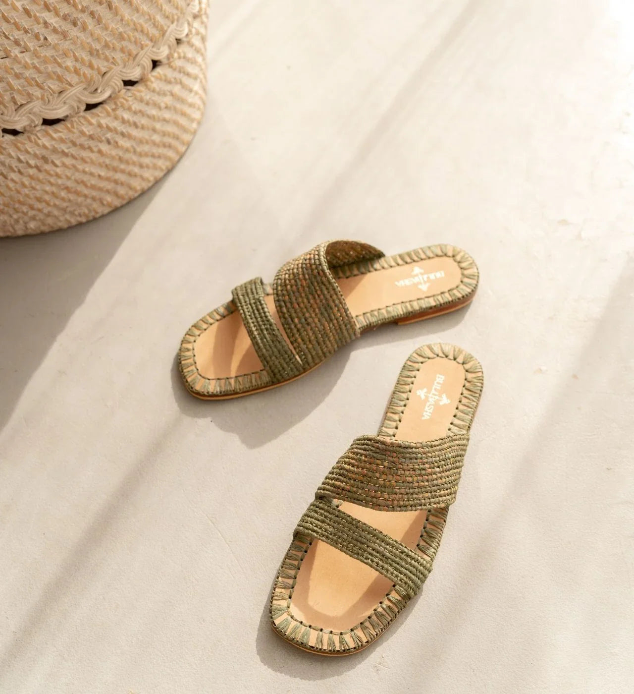 Zigza Green Mix, sustainable, sandals made from natural materials by Bulibasha