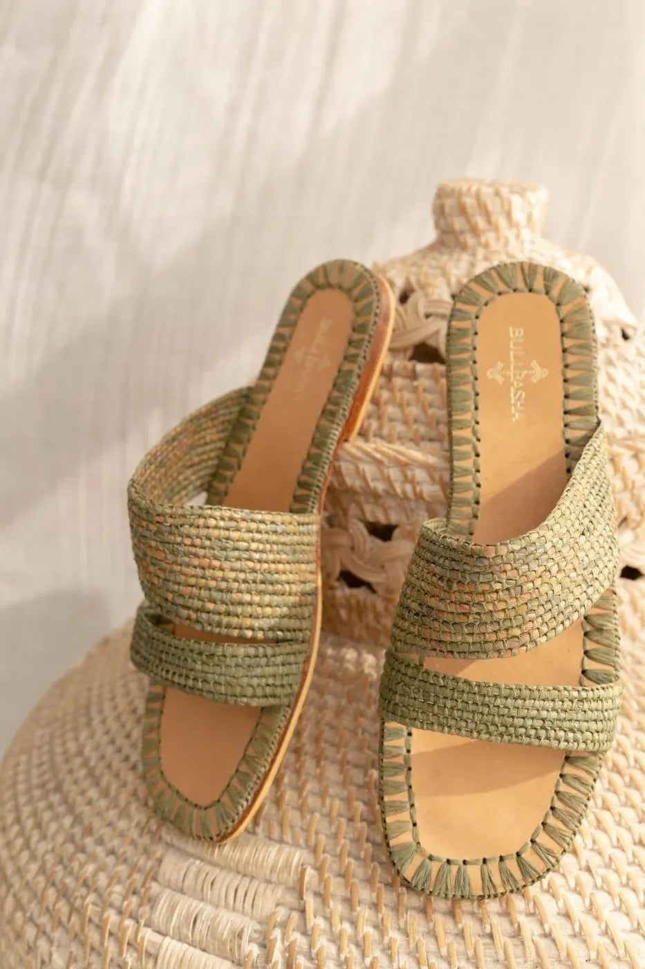 Zigza Green Mix, sustainable, sandals made from natural materials by Bulibasha