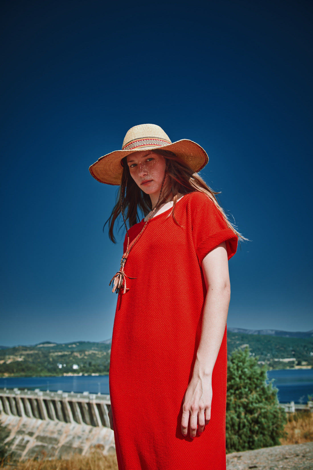 CARLA T-Shirt Dress in Organic Cotton - Red