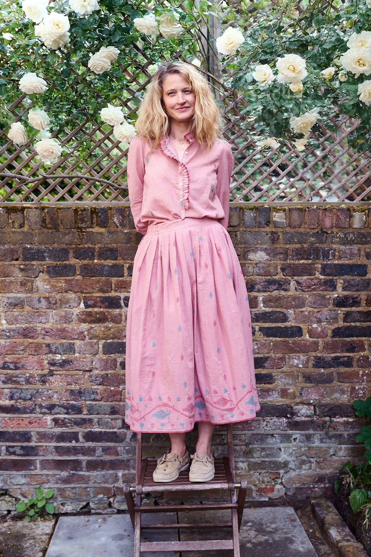 alma skirt | blush jamdani