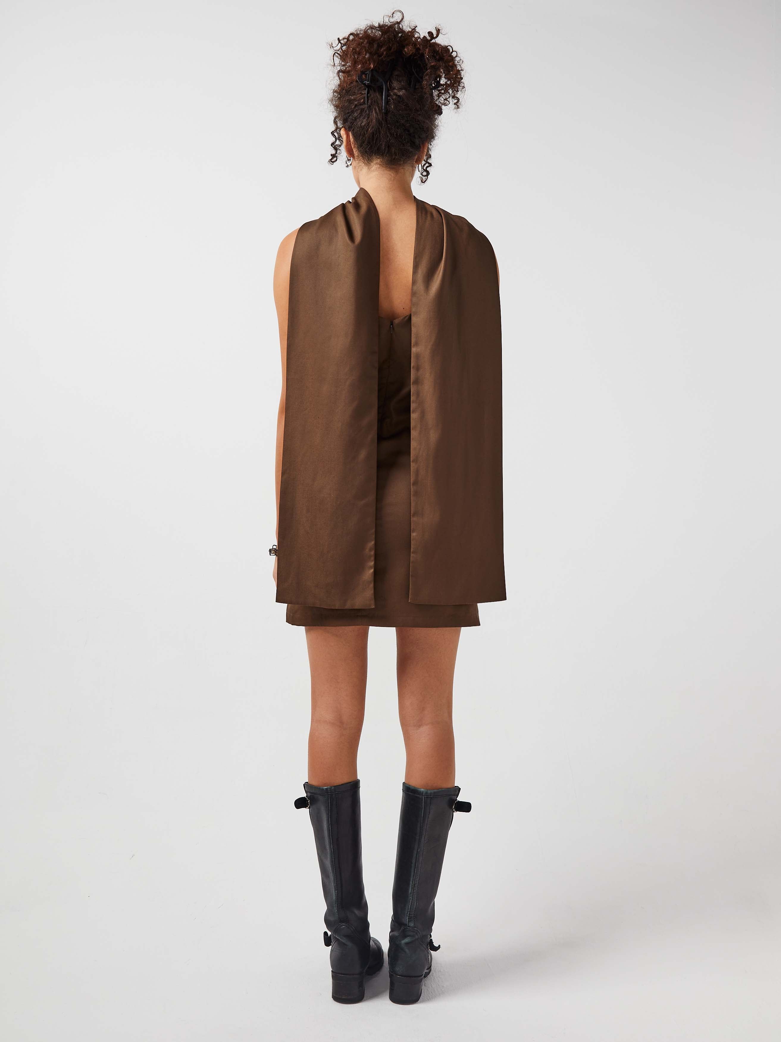 Jardin Scarf Mini Dress in Coffee