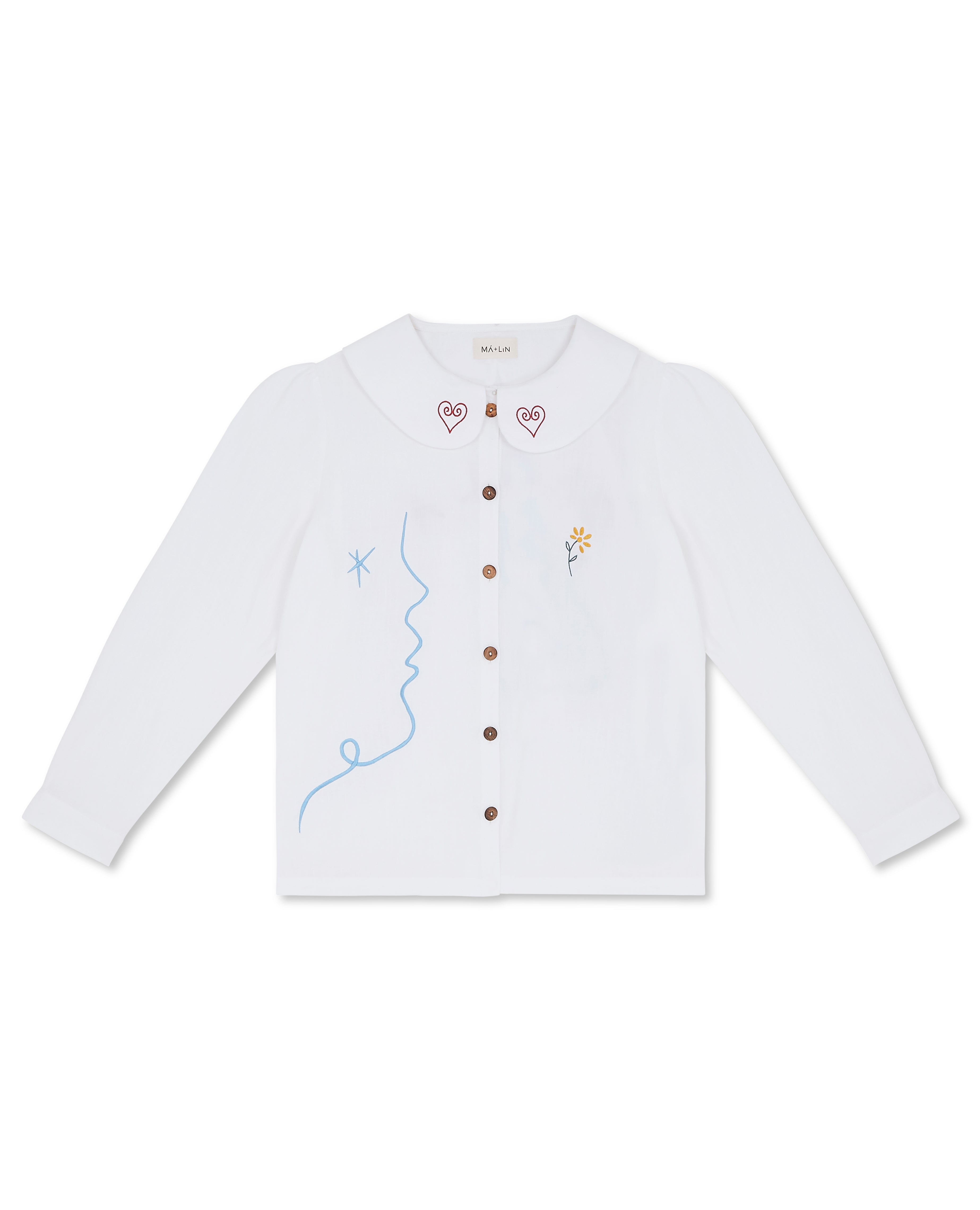 OLALA Embroidered Claudine Linen Blouse - White  x Laetitia Rouget - size M on pre-order for end of September delivery