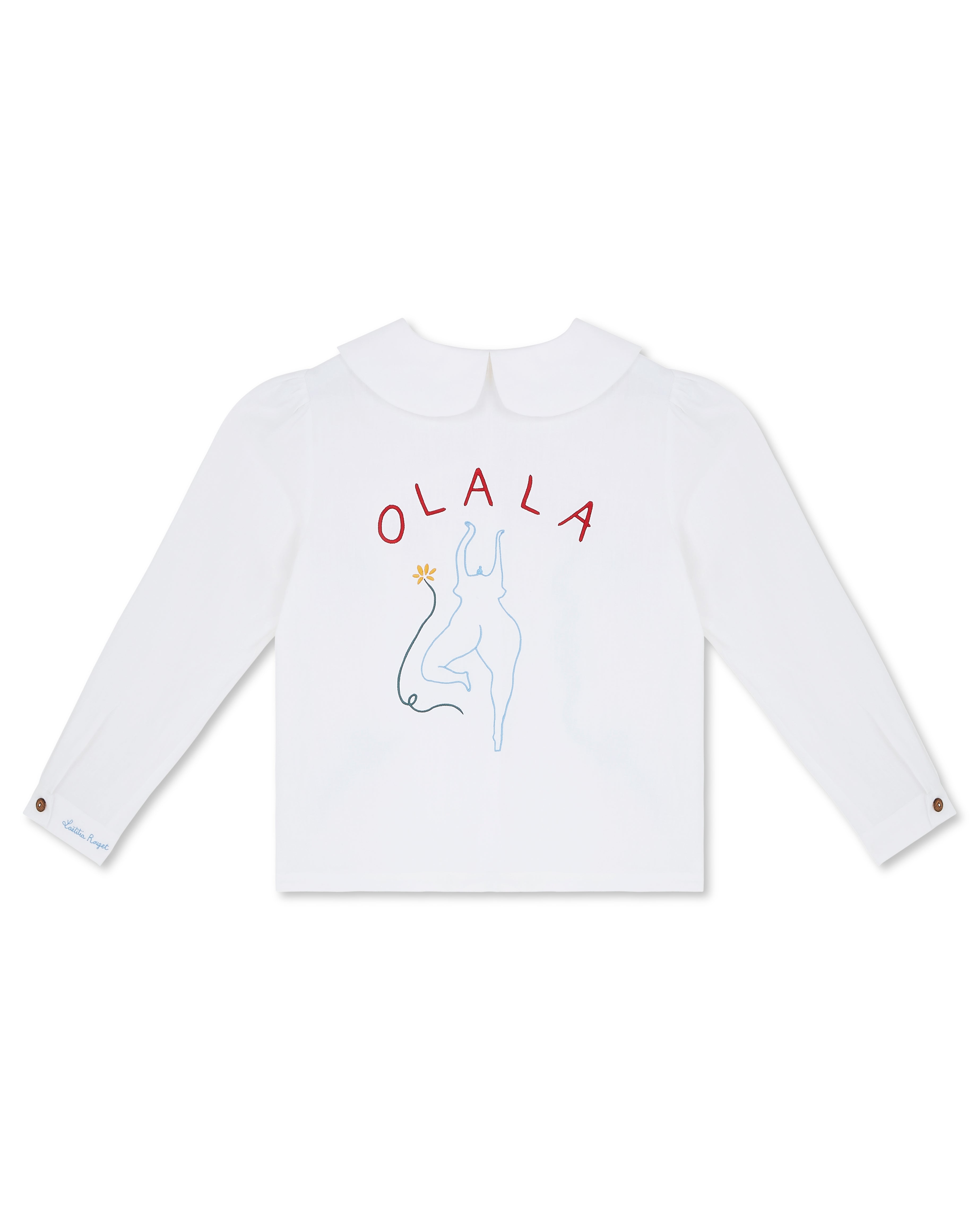 OLALA Embroidered Claudine Linen Blouse - White  x Laetitia Rouget - size M on pre-order for end of September delivery