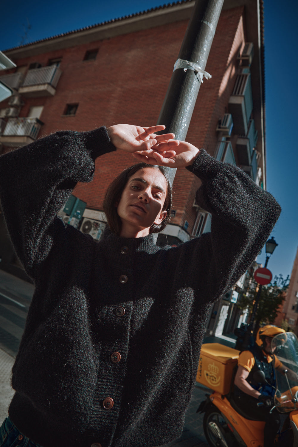GEORGE High-Neck Jacket in Merino-Mohair Wool - Black