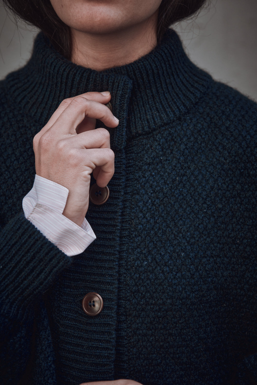 GEORGE High-Neck Jacket in Yak-Merino Wool - Midnight Blue
