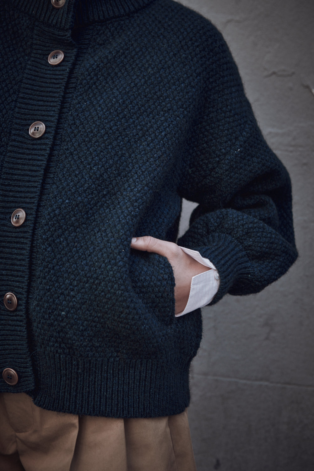 GEORGE High-Neck Jacket in Yak-Merino Wool - Midnight Blue