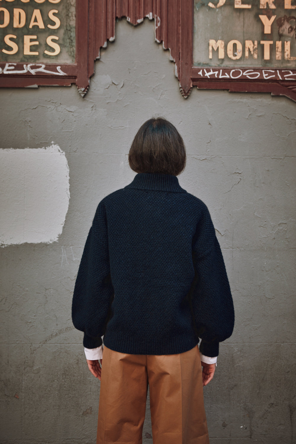 GEORGE High-Neck Jacket in Yak-Merino Wool - Midnight Blue