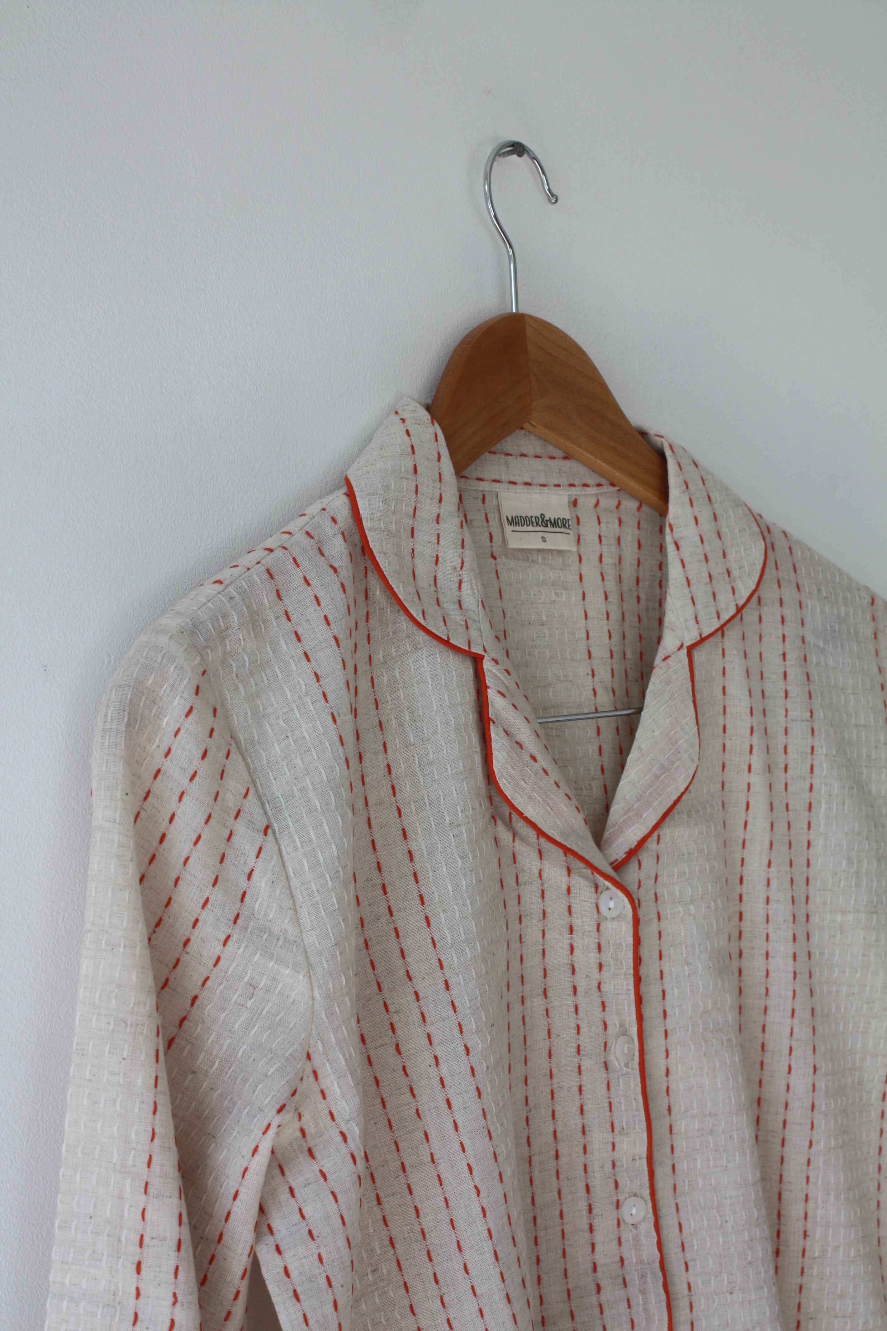 Handwoven Cotton Pyjamas - Orange Stitch