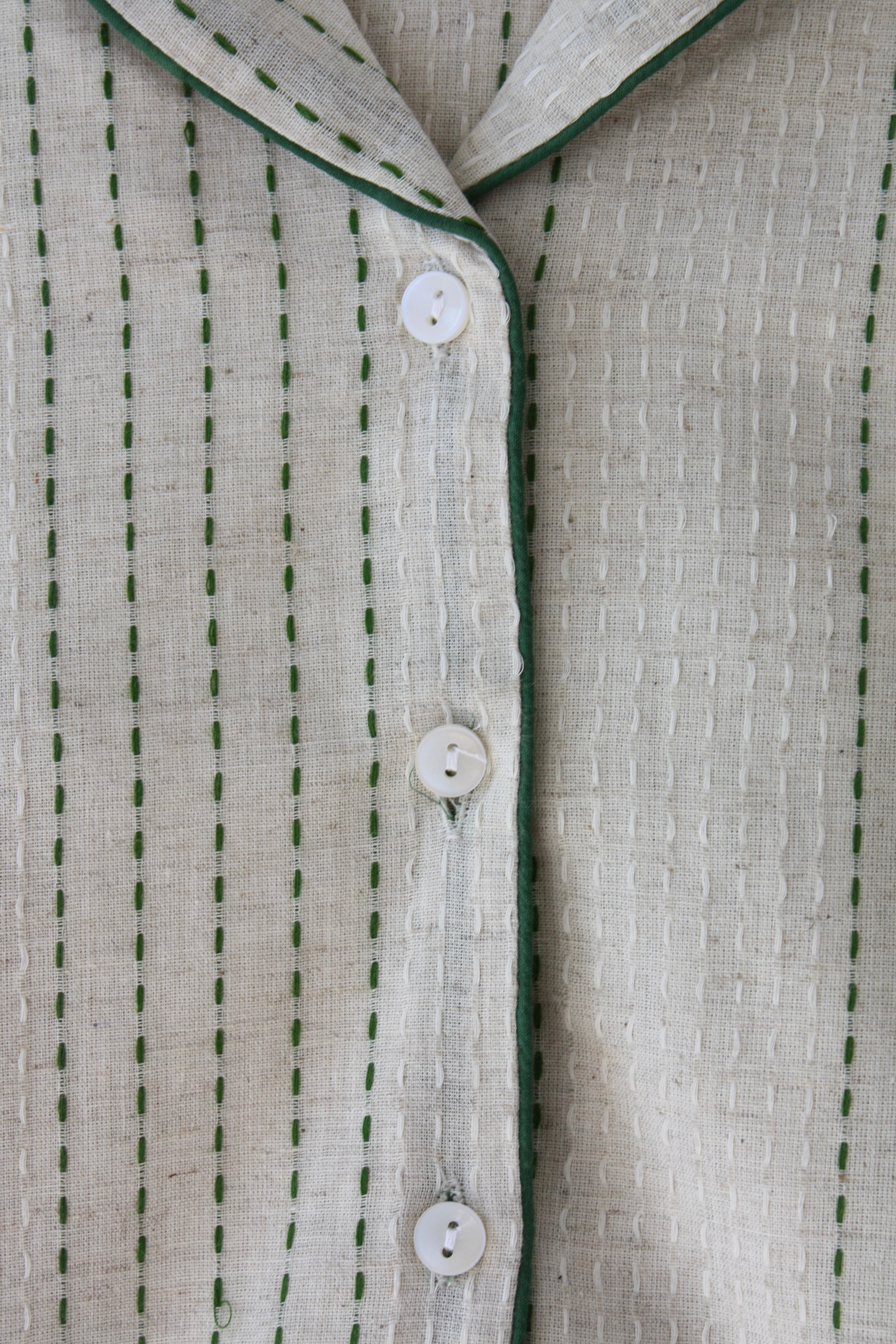 Handwoven Cotton Pyjamas - Green Stitch