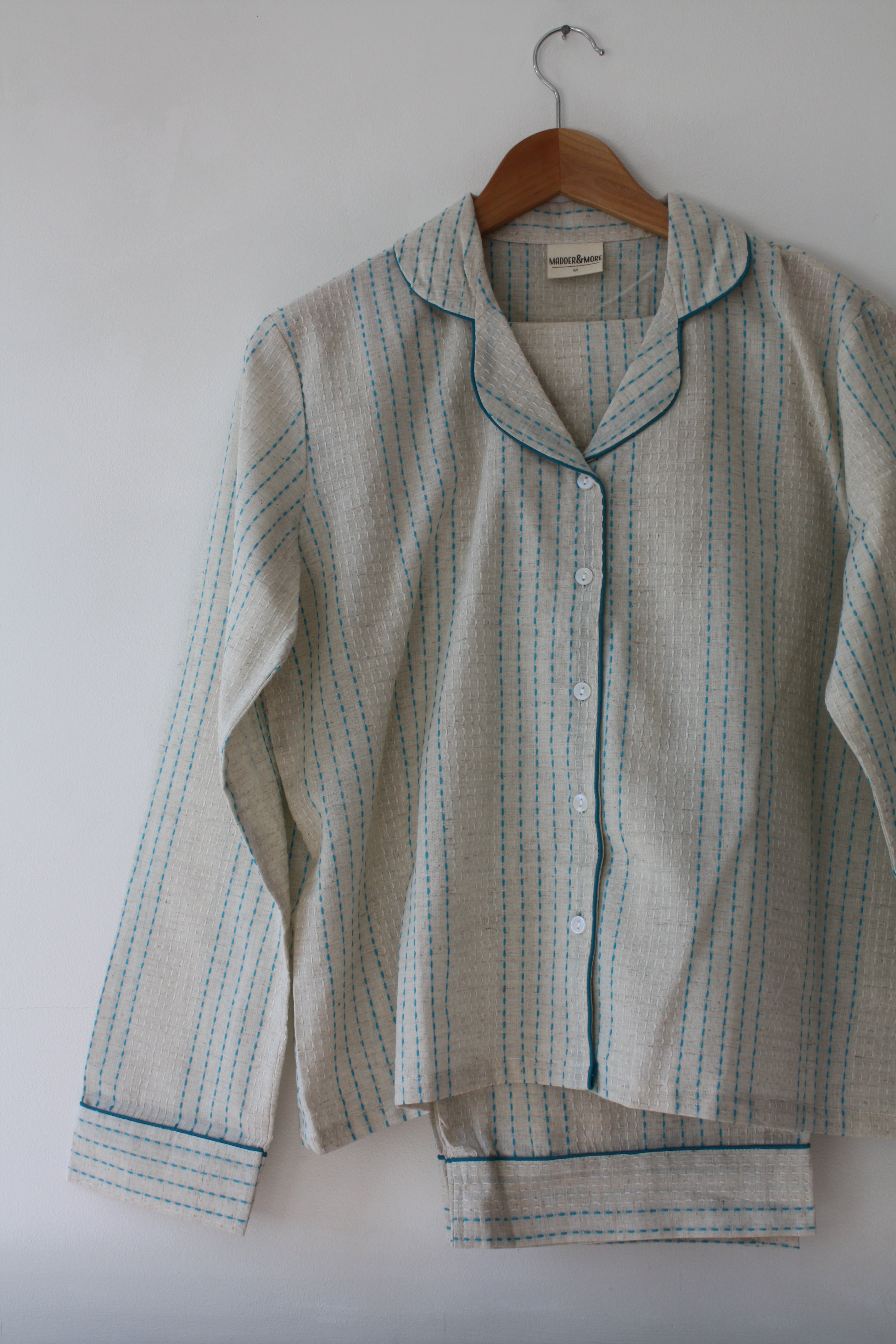 Handwoven Cotton Pyjamas - Blue Stitch