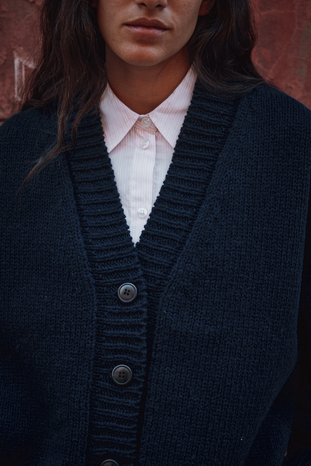 LUNA Batwing Cardigan in Merino Wool - Navy