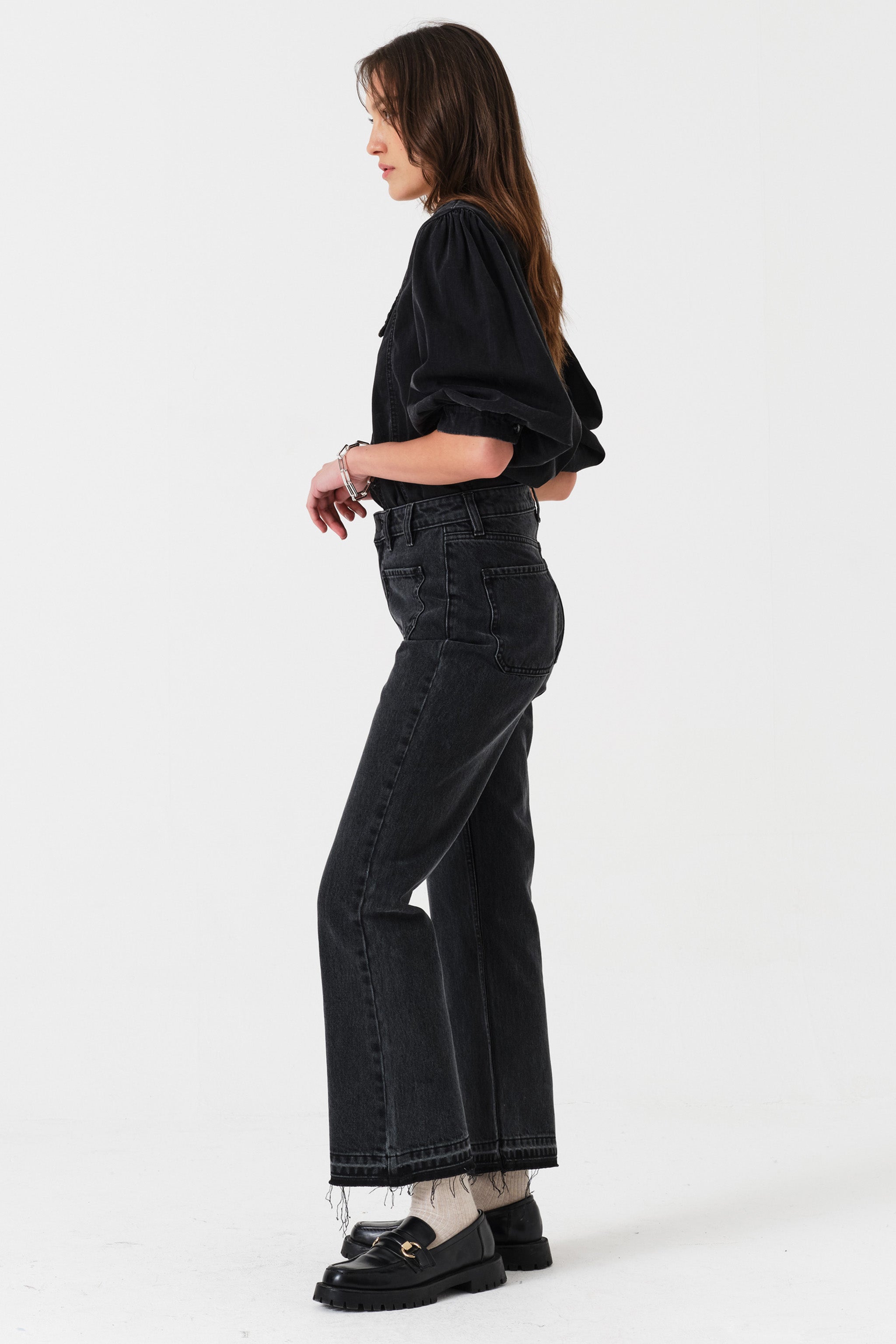 Gigi Kick Flare Jean in Raven - seventy + mochi