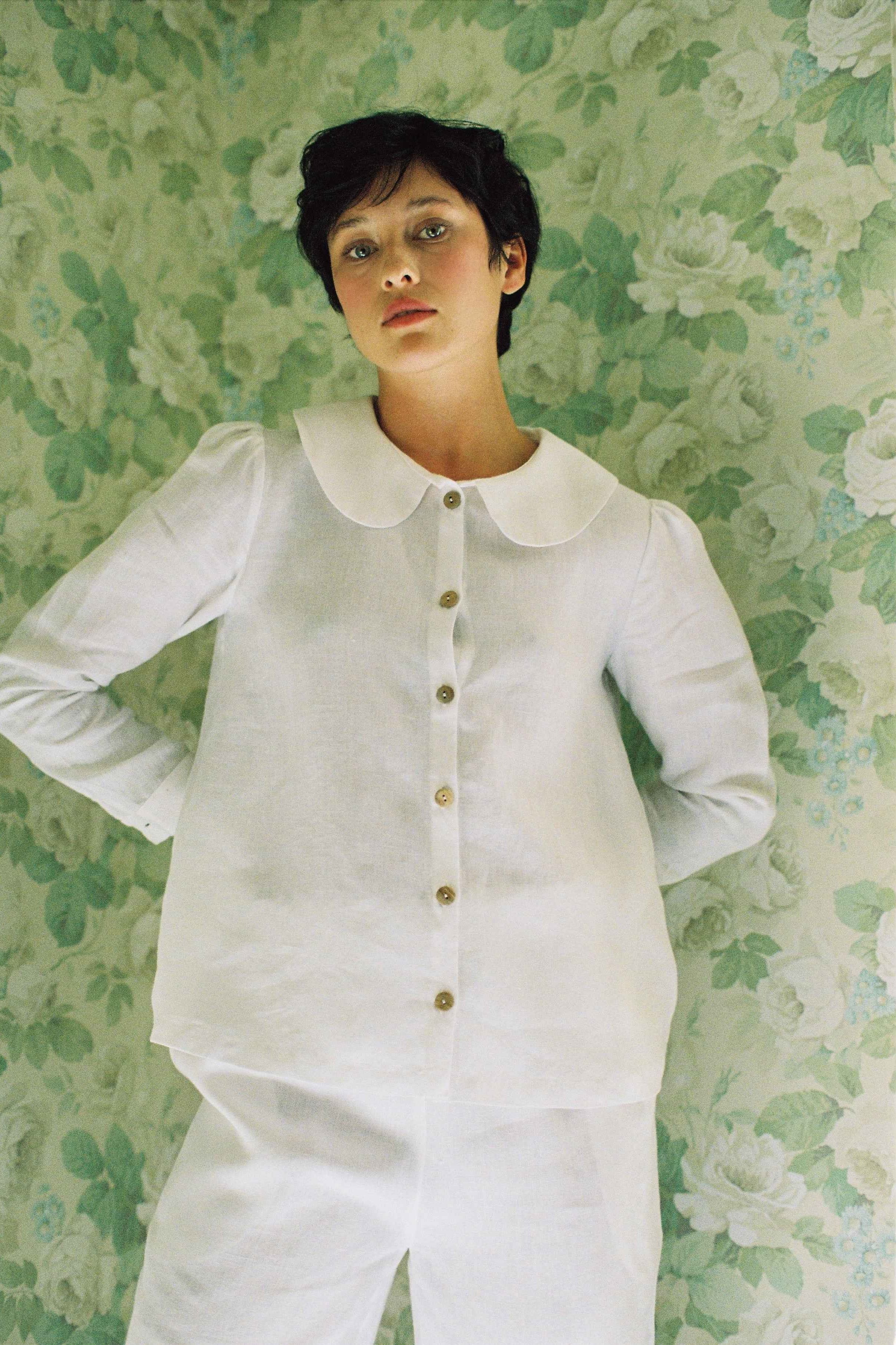 Claudine Linen Blouse  - White