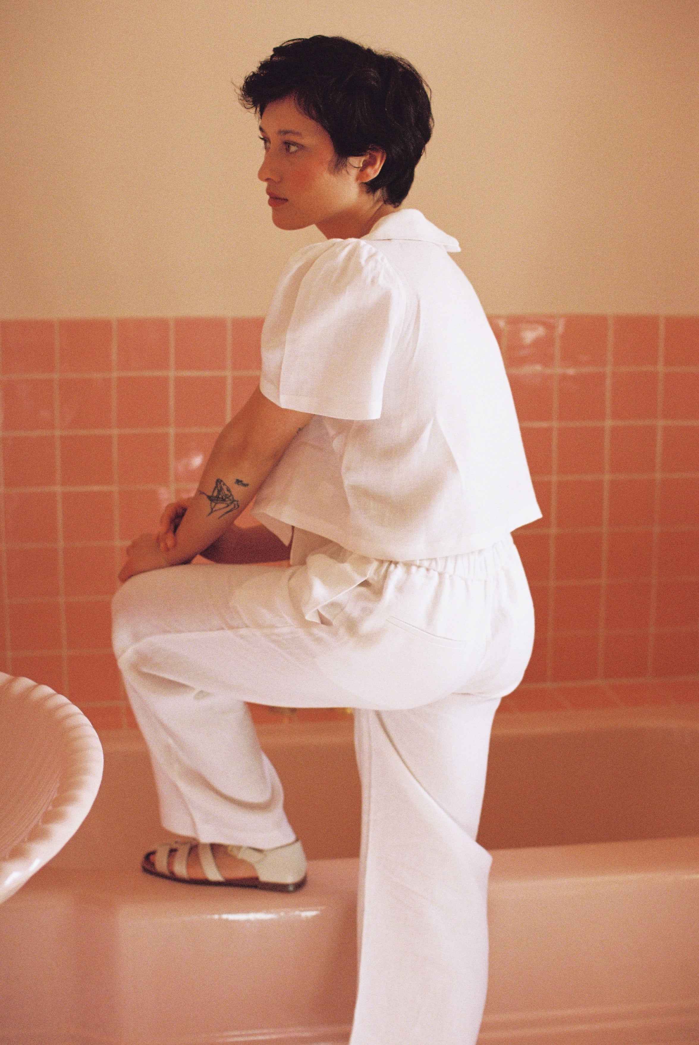 Maya Linen Trousers - White
