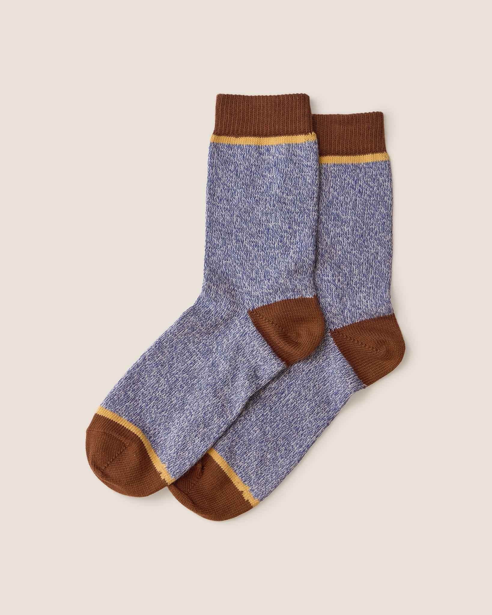Organic Cotton Socks 3 Pairs | Blue & Brown