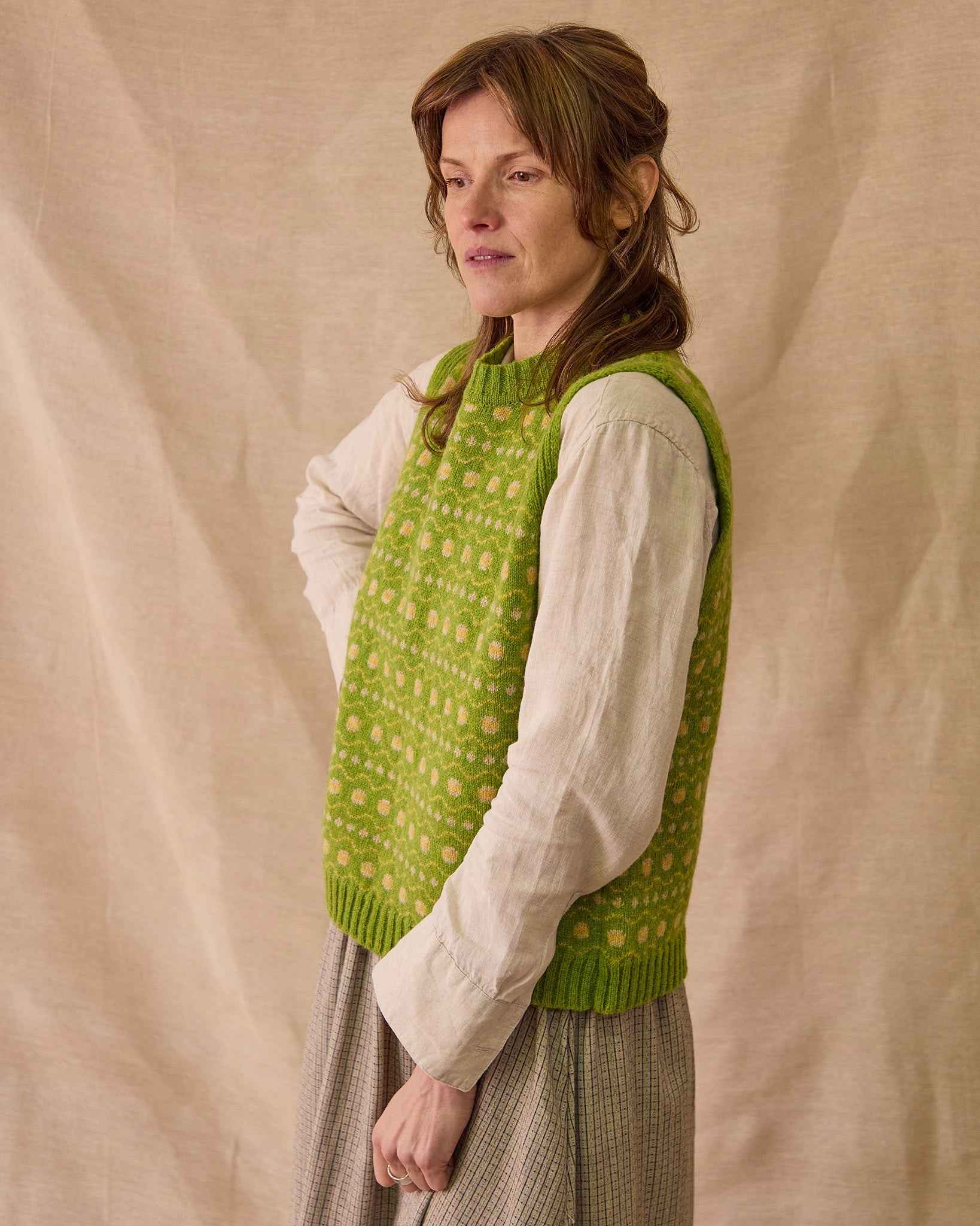 Fair Isle Vest | Chartreuse