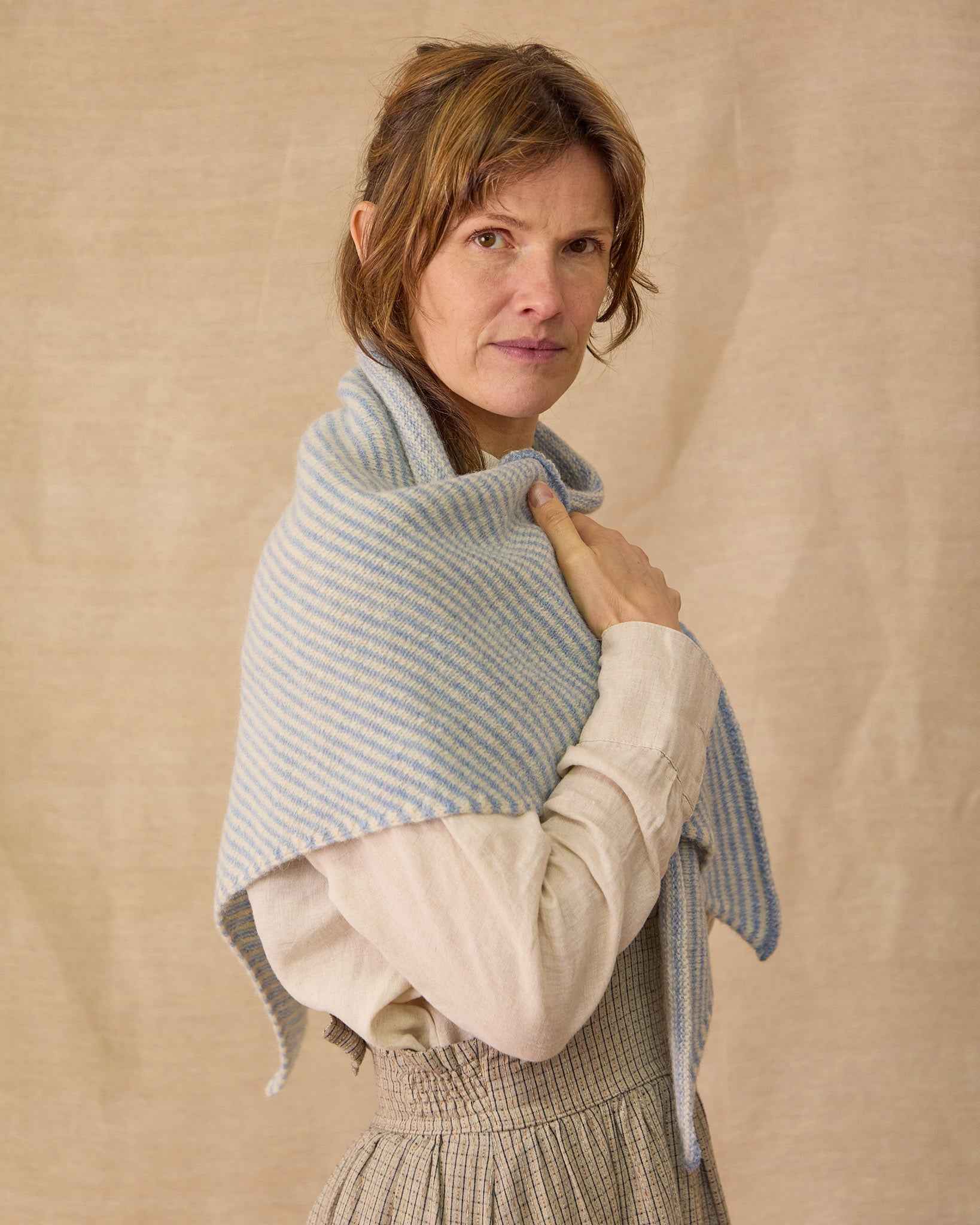 Triangle Scarf | Pale Blue Stripe