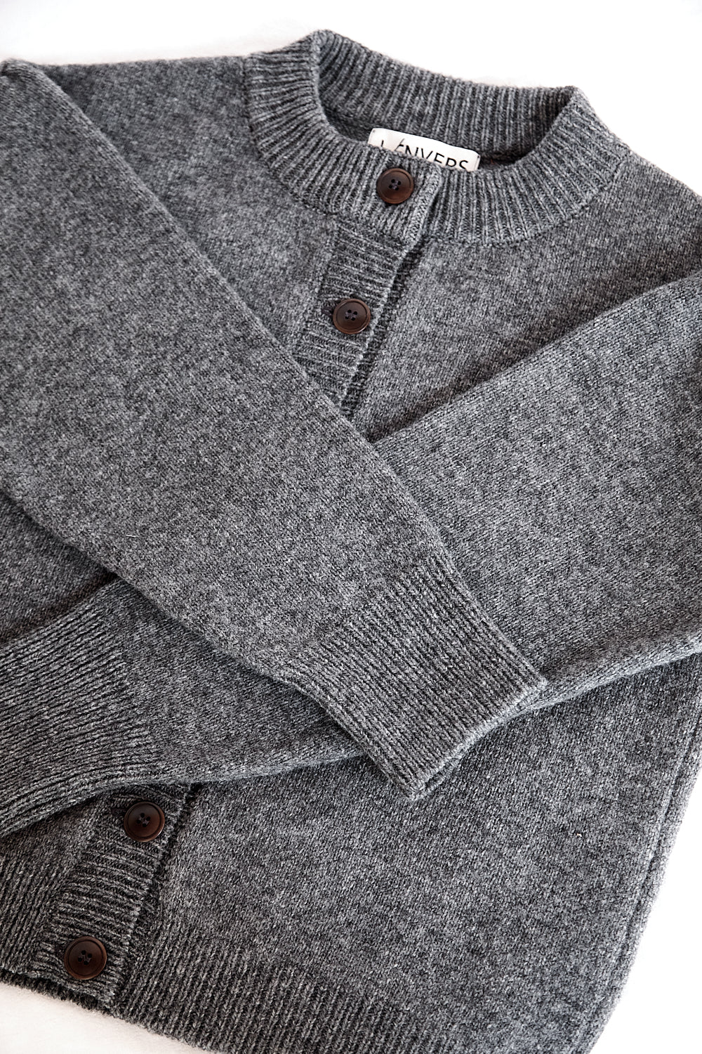 SANDRA Funnel-Neck Cardigan in Merino Wool - Ash Grey