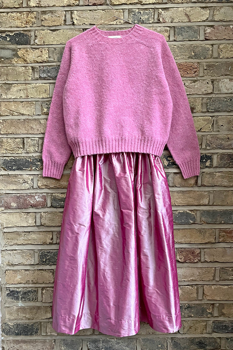 Tina Gathered Midi Skirt Silk Rose Pink