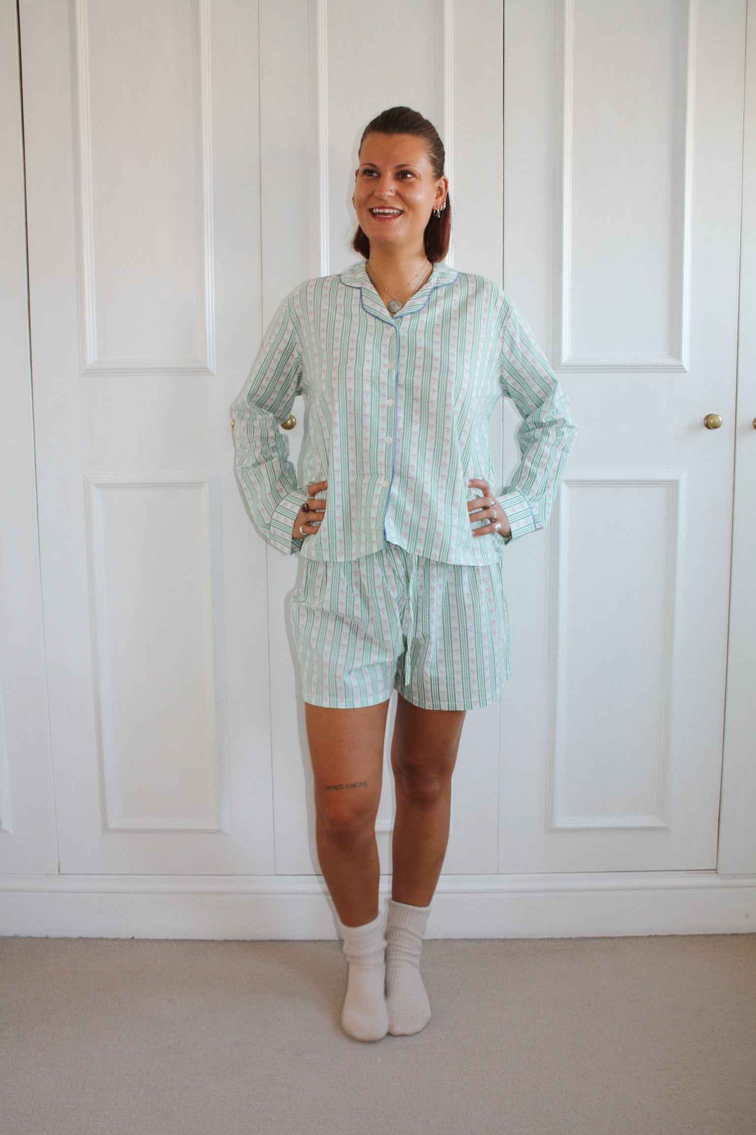 Green Stripe Short Pyjama Set
