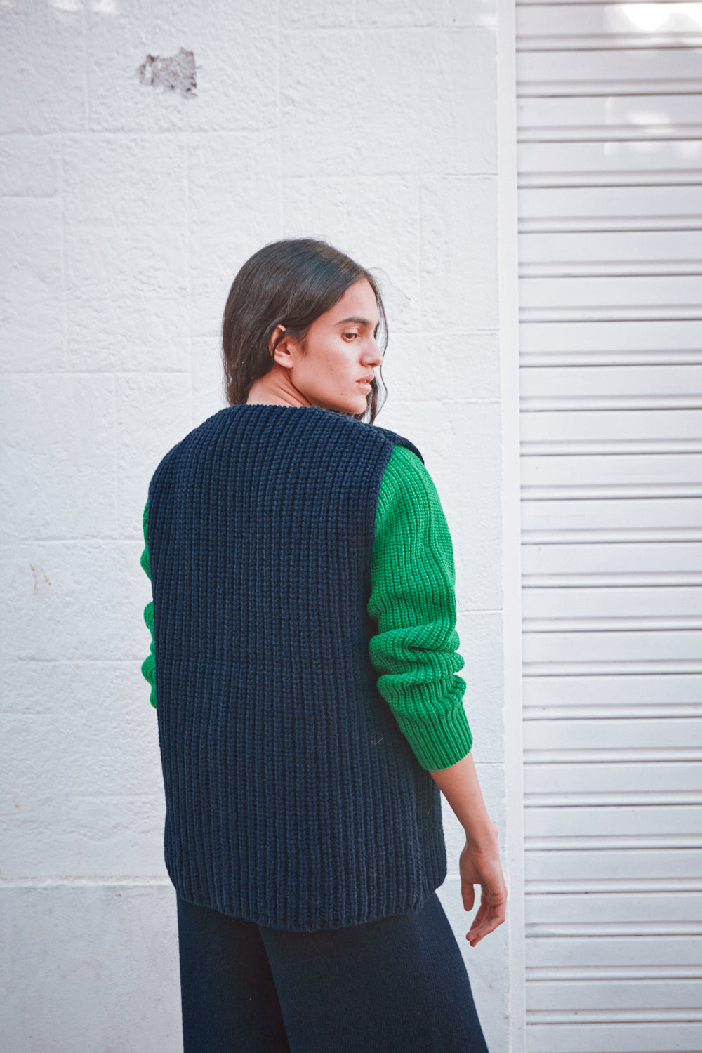 VERA Sleeveless Vest in Merino Wool - Navy