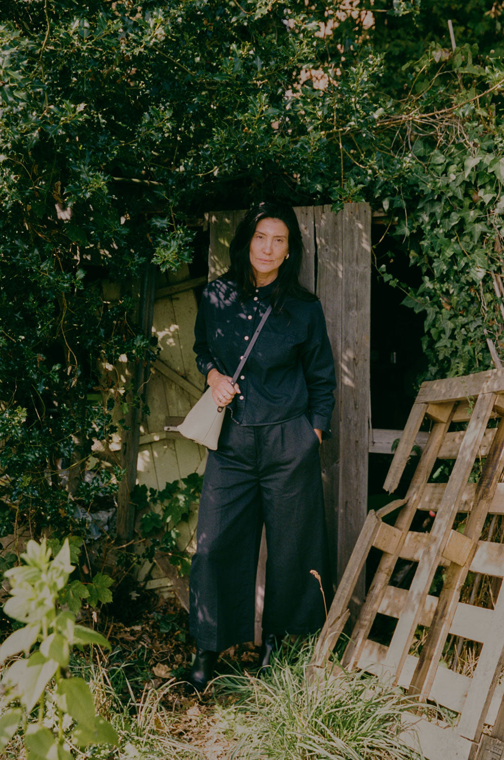 Lela Boxy Shirt, Black Japanese Denim