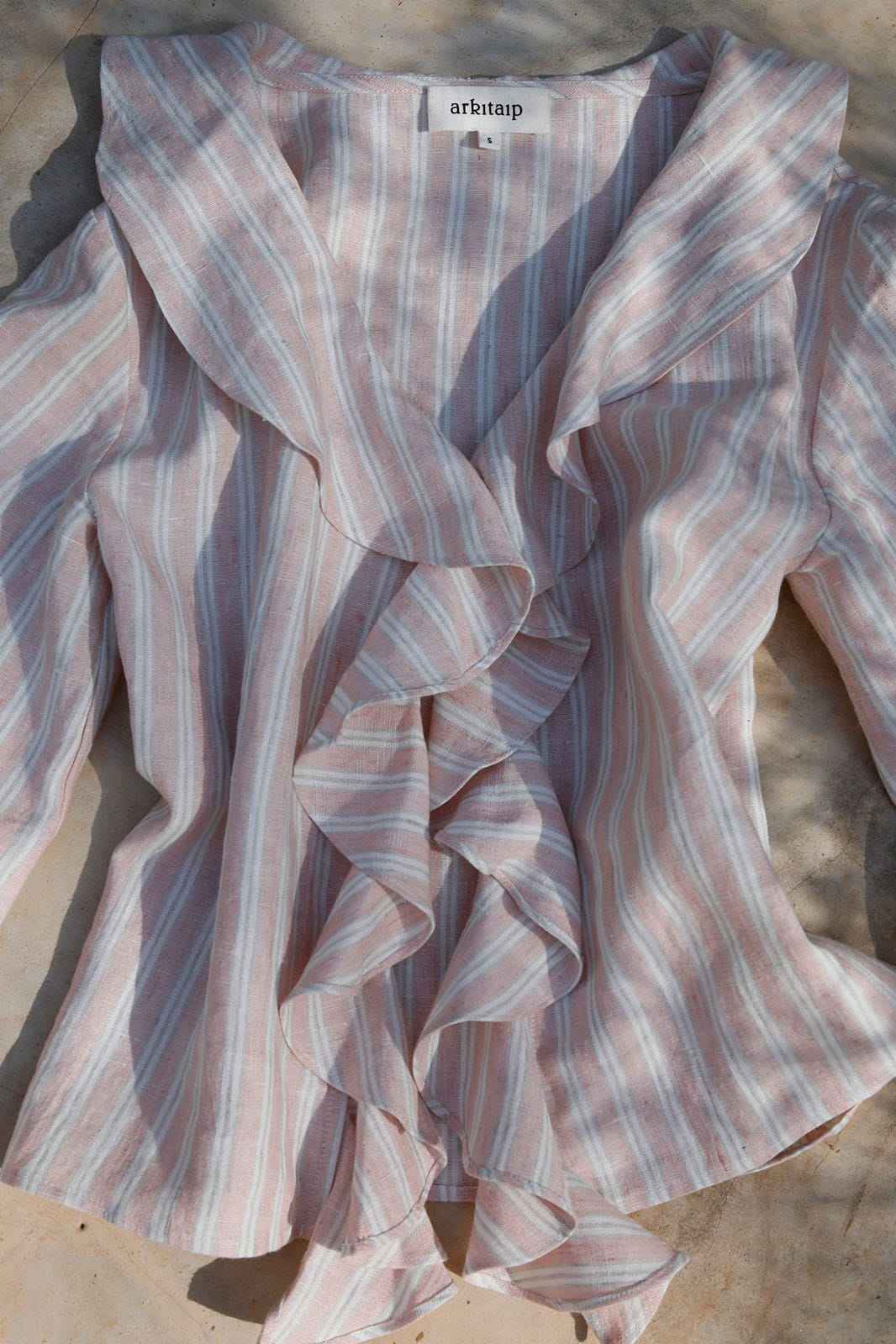 The Ophelia Ruffled Shirt in striped rosé