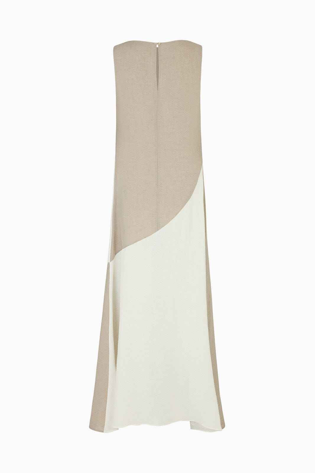 The Athena Maxi Dress in oatmeal and off-white