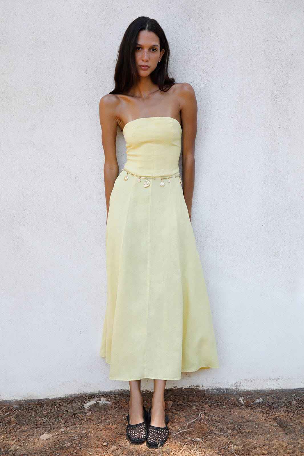 The Chiara Maxi Bandeau Dress in yellow
