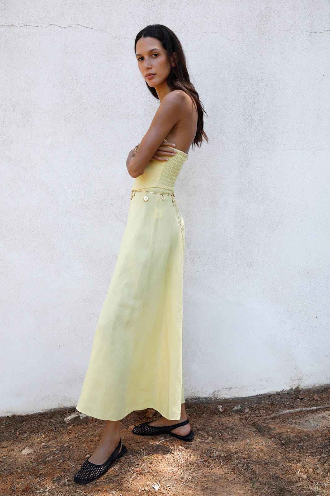 The Chiara Maxi Bandeau Dress in yellow