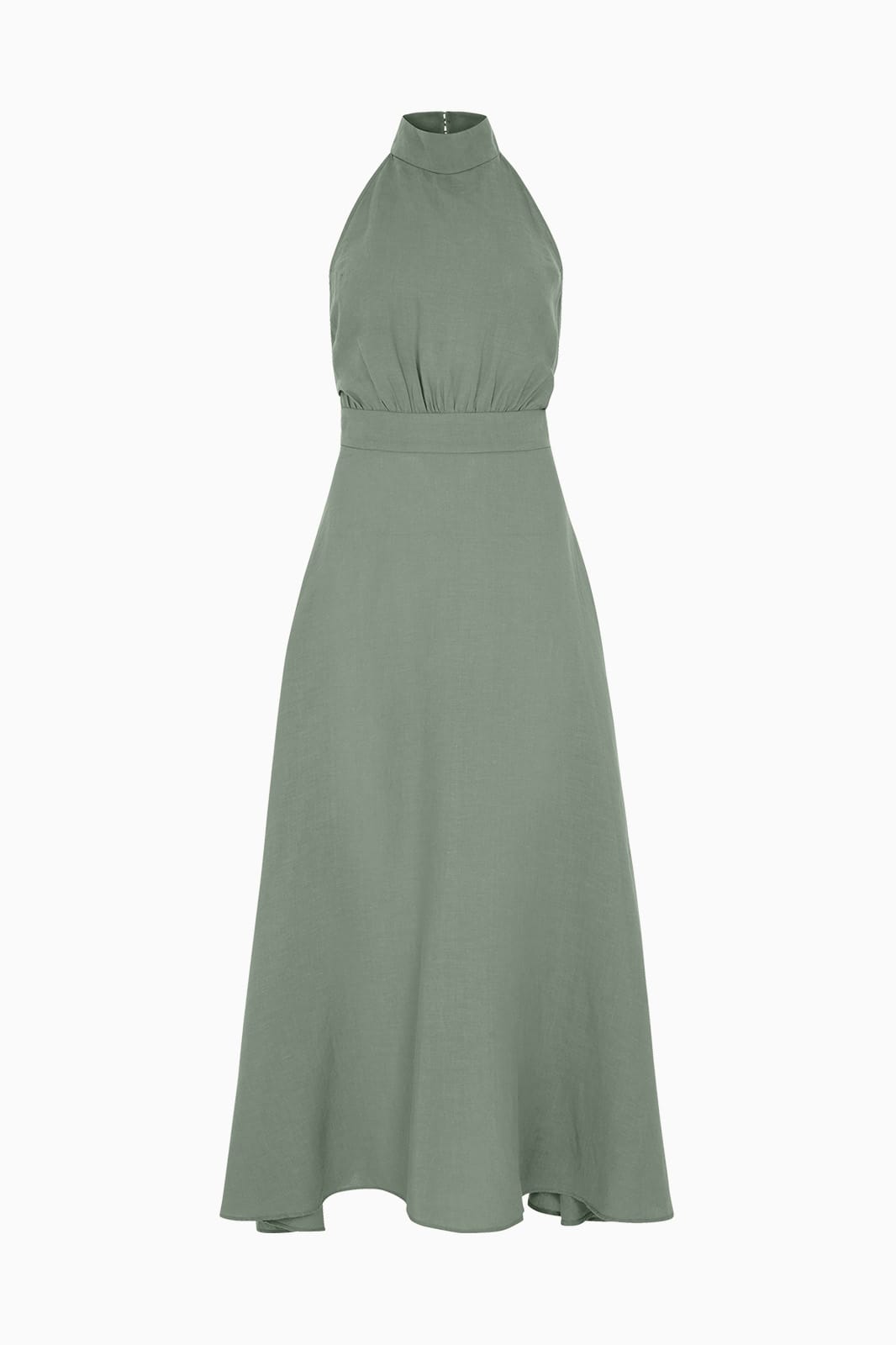 The Isi Halterneck Dress in Olive Green