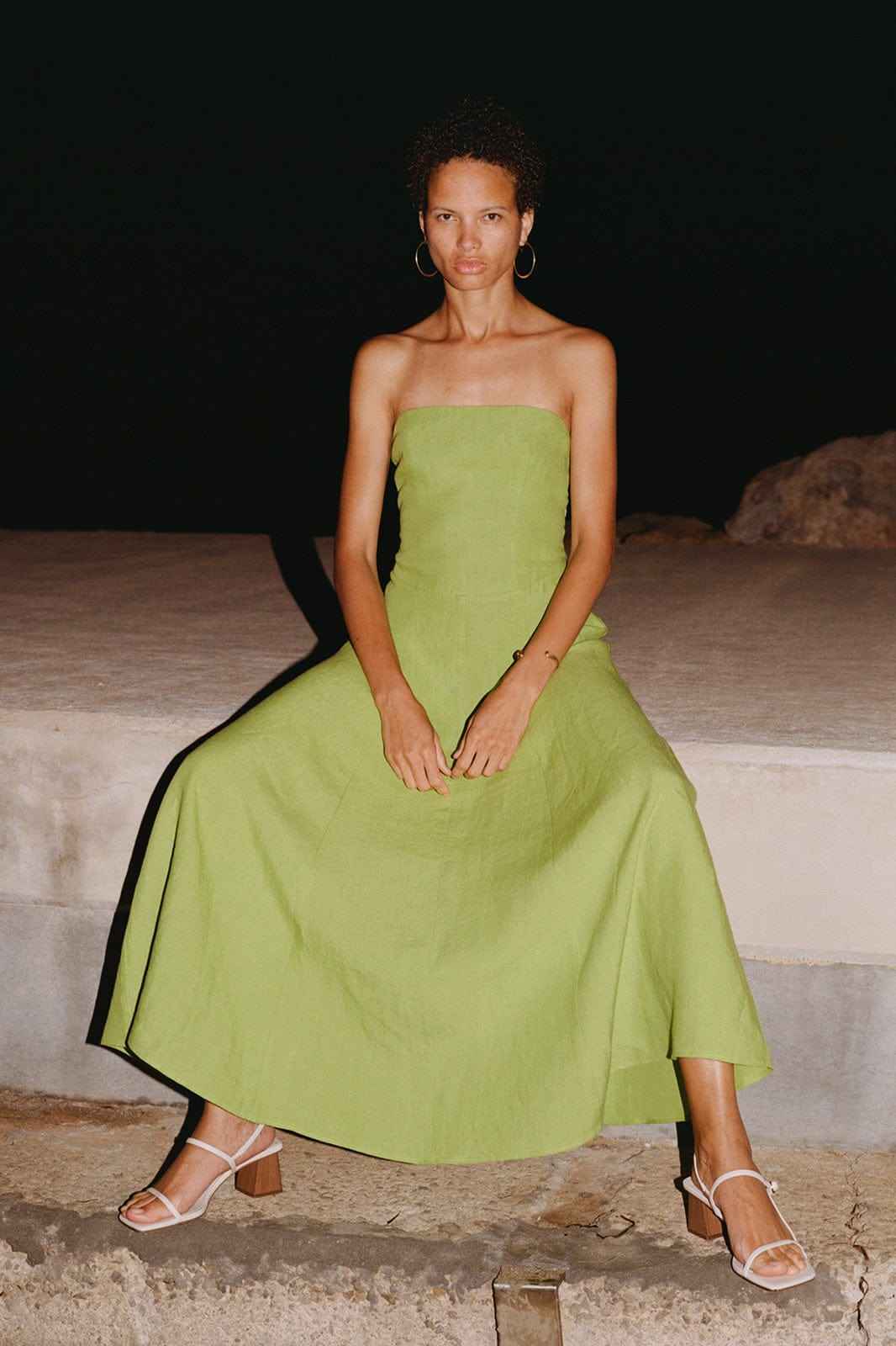 The Chiara Maxi Bandeau Dress in apple green