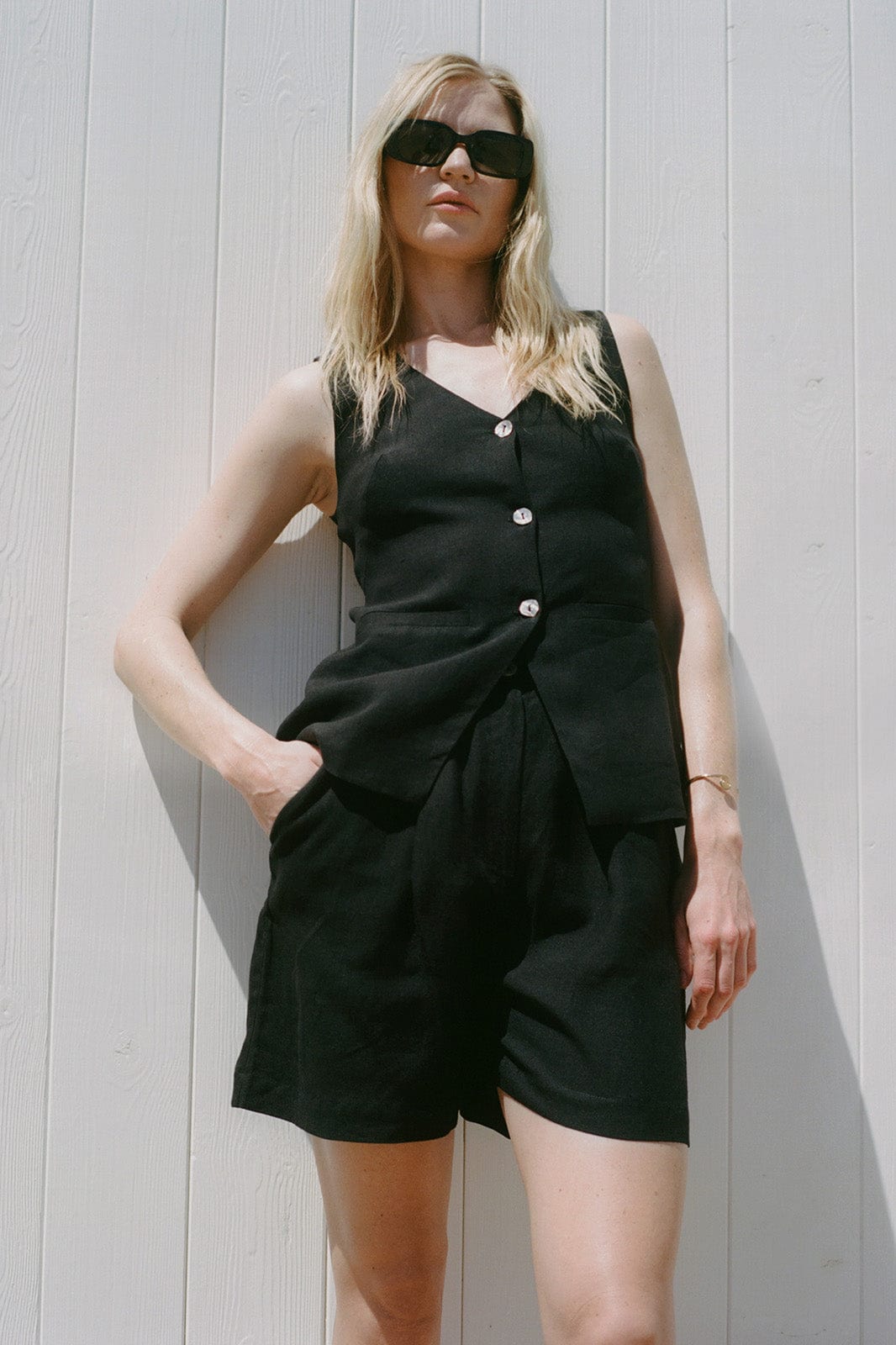 The Sienna Pleated Shorts in black