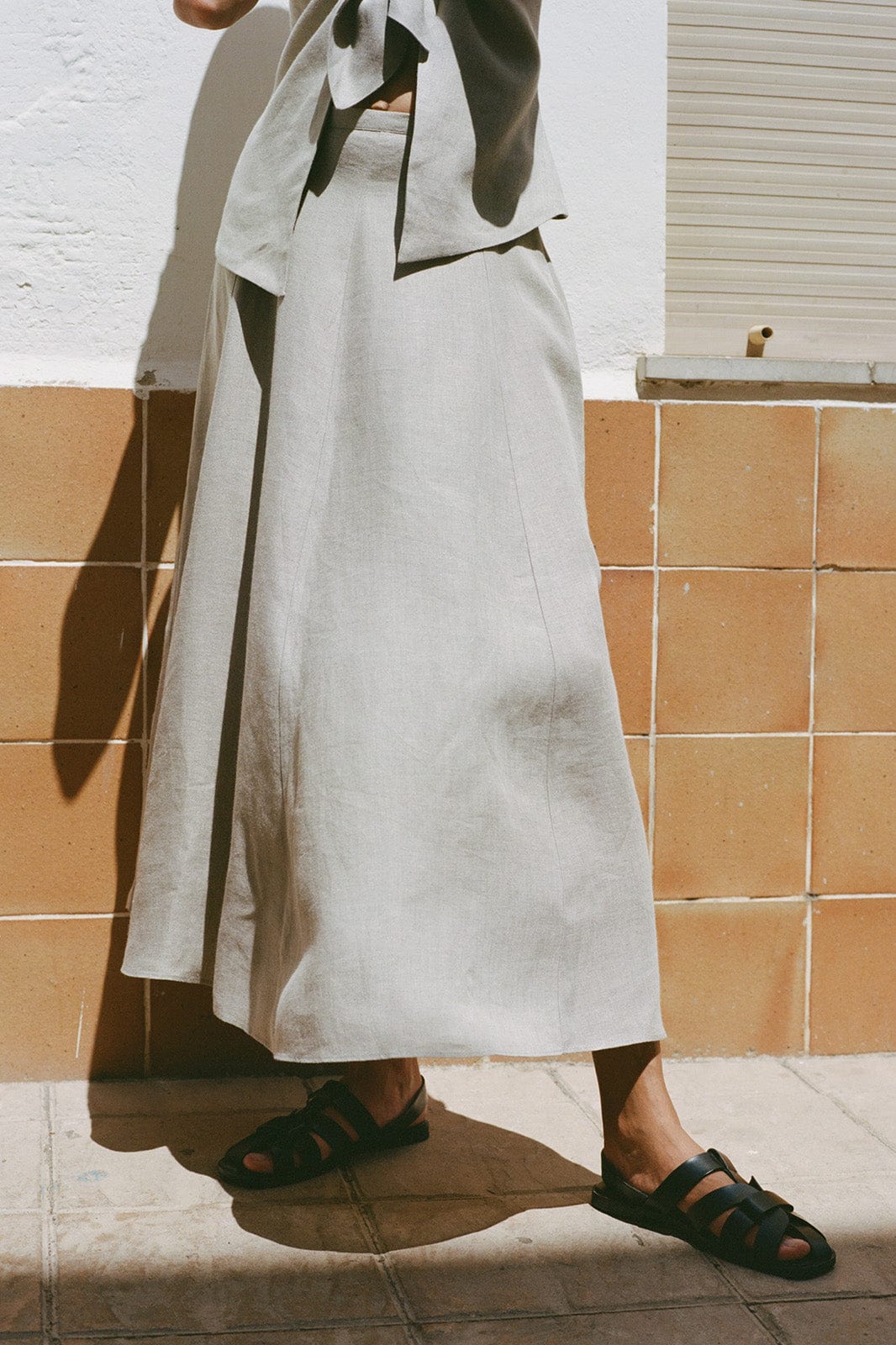 The Poppy Flowing Maxi Skirt in oatmeal
