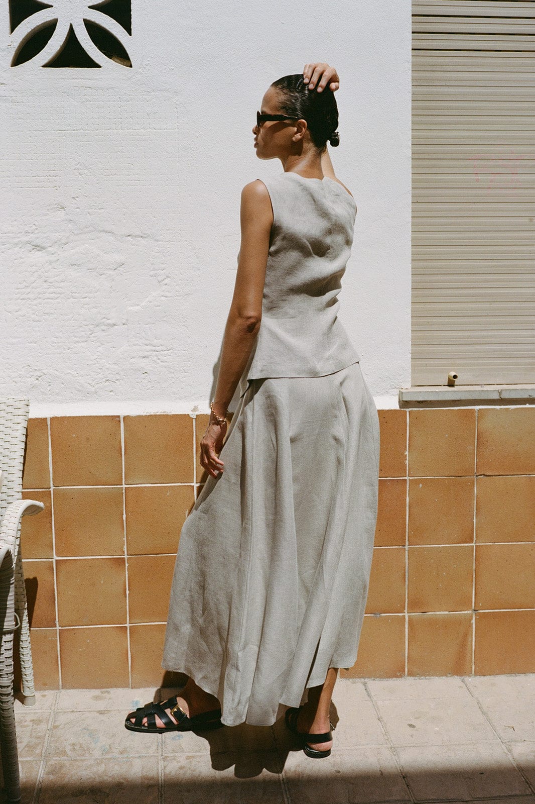 The Poppy Flowing Maxi Skirt in oatmeal