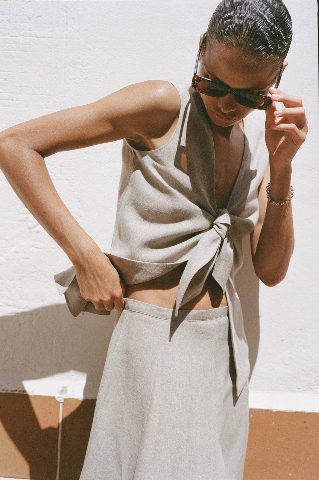 The Poppy Flowing Maxi Skirt in oatmeal